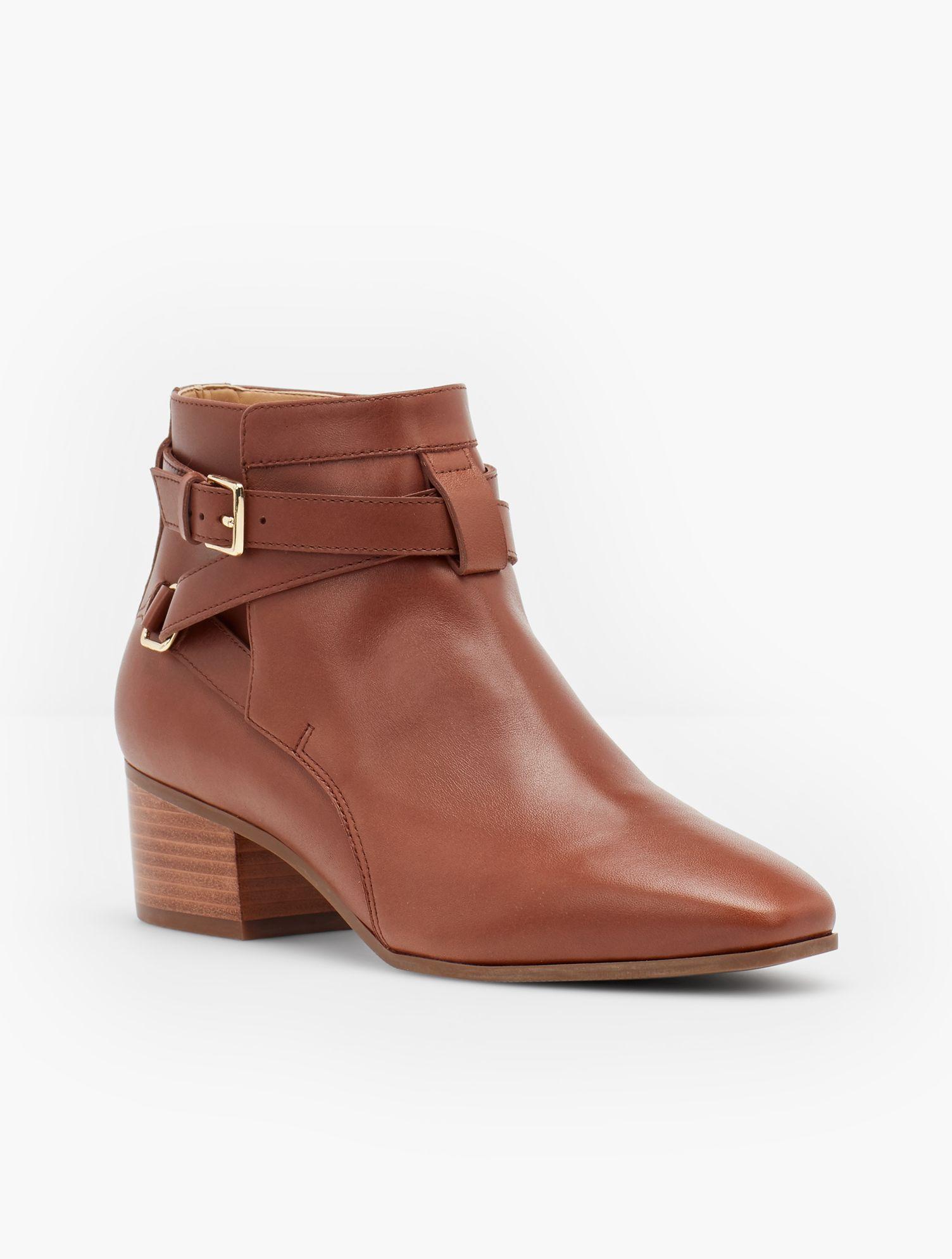 Talbots Leather Dakota Block Heel Ankle Boots in Chestnut (Brown) - Lyst
