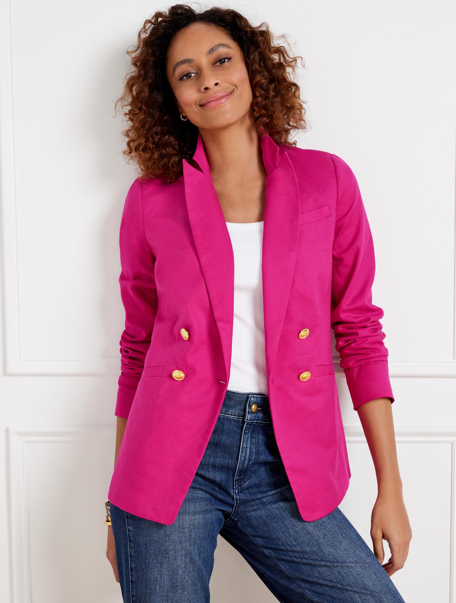 Talbots Double Breasted Blazer in Pink | Lyst