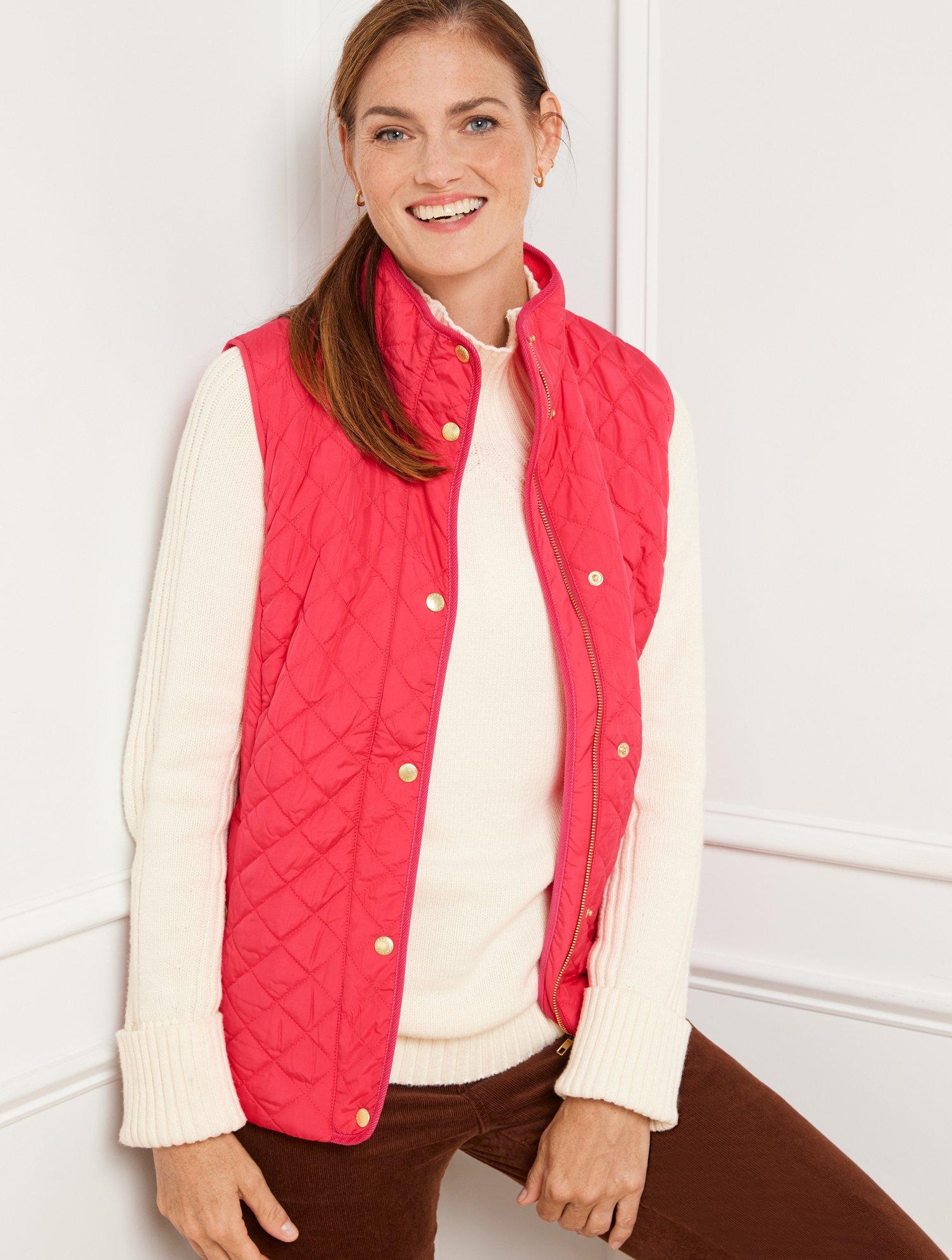 Talbots Quilted Vest in Red | Lyst