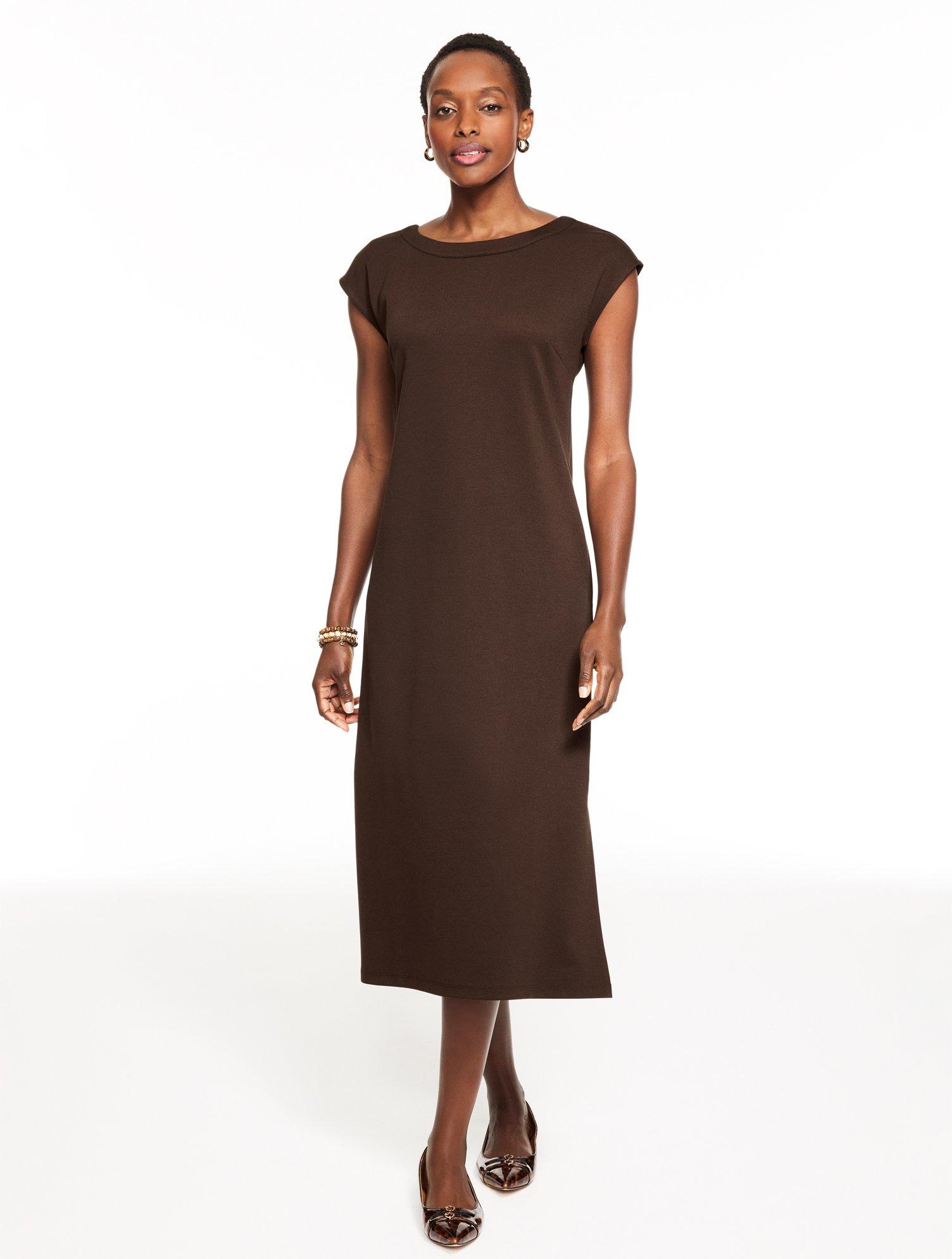 Talbots Passport Ponte Scoop Neck Dress in Brown | Lyst
