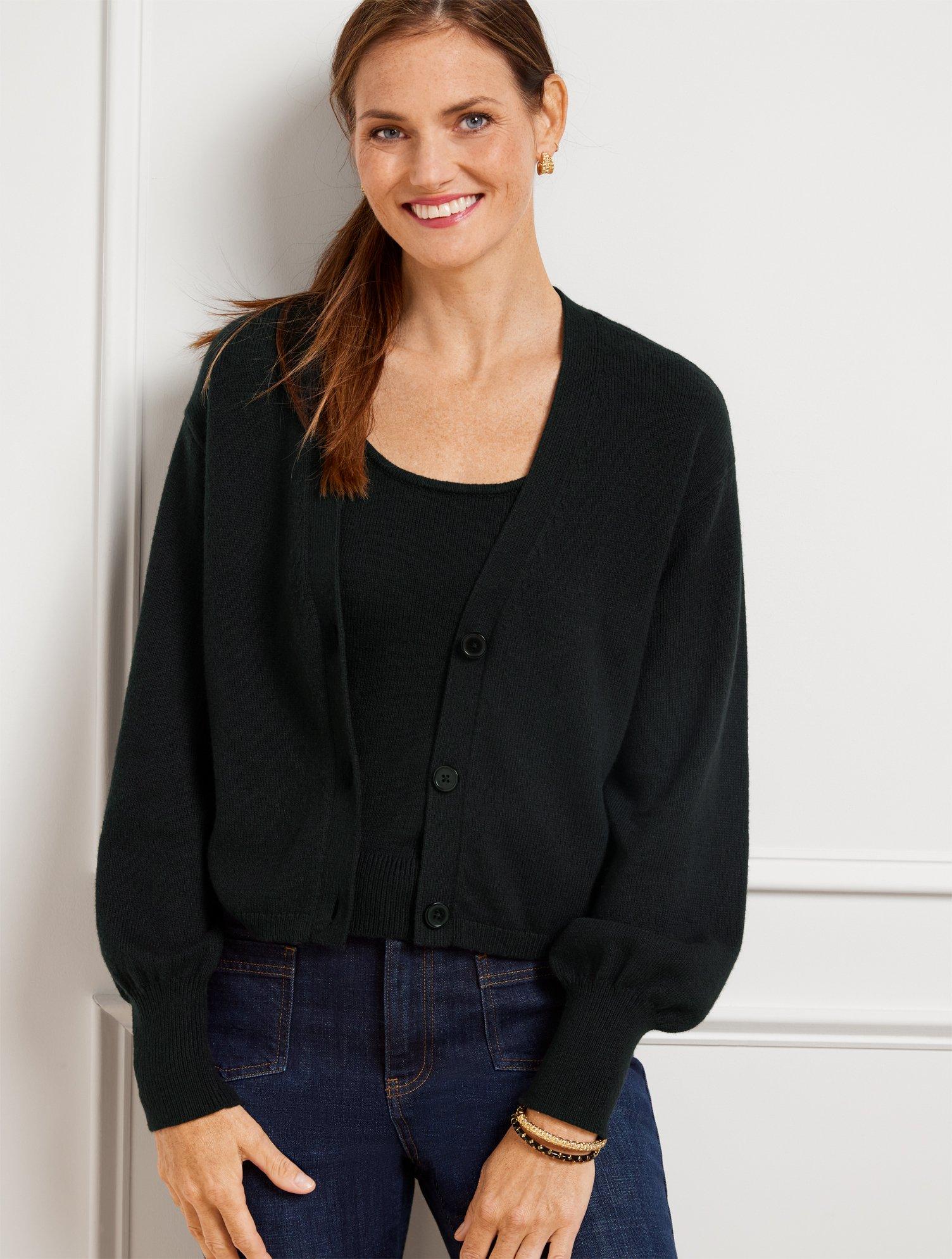 Talbots Bishop Sleeve Cardigan Sweater in Black Lyst UK
