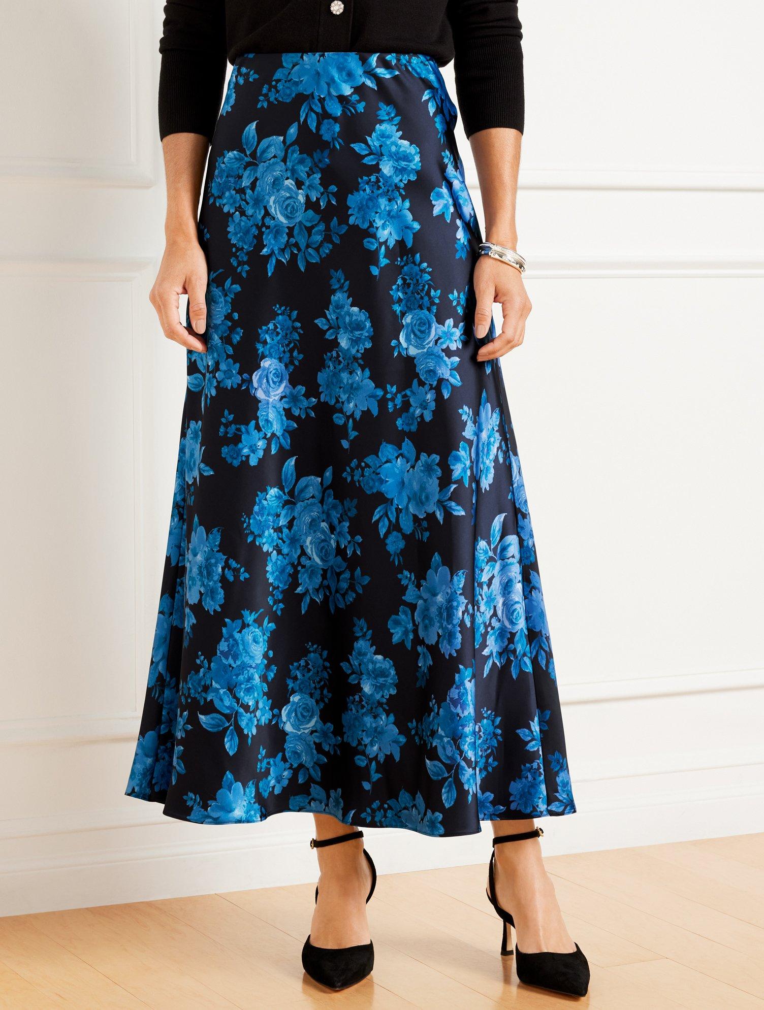 Talbots Satin Maxi Slip Skirt in Blue Lyst UK