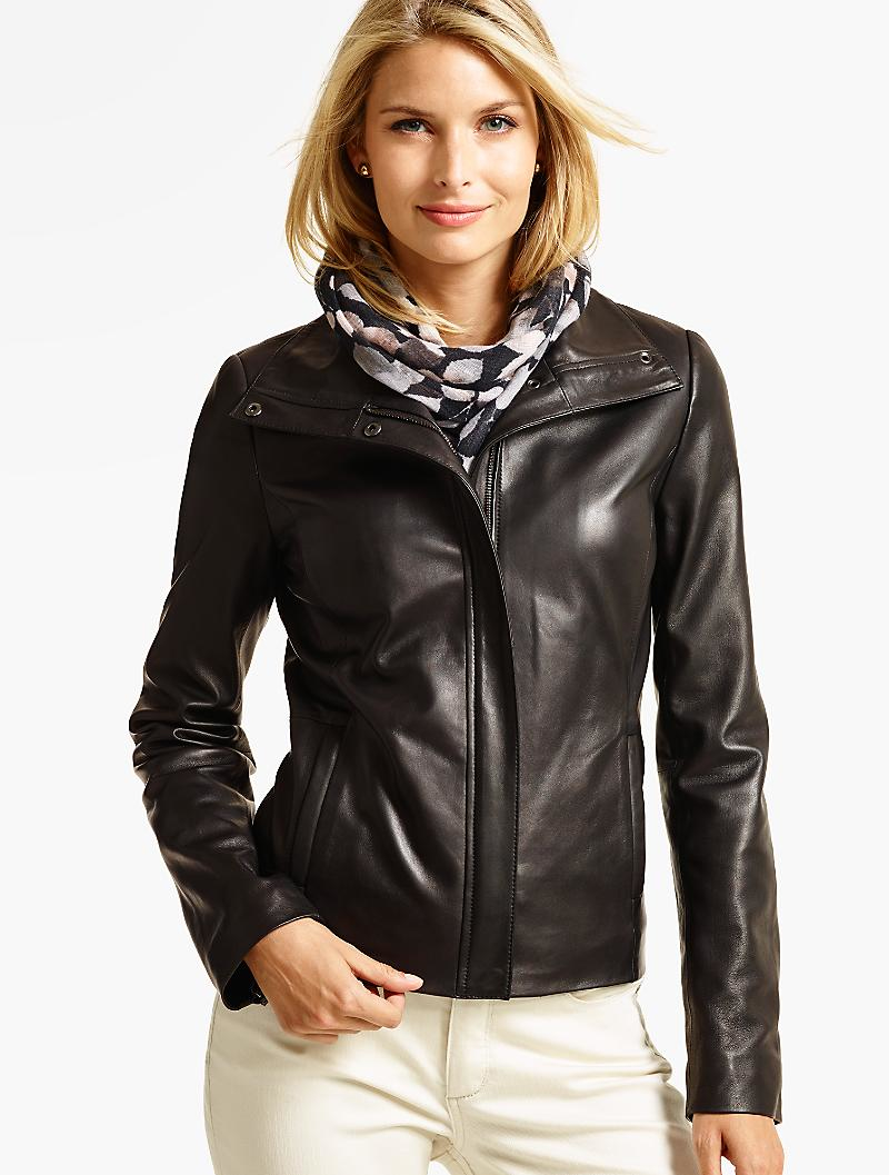 Lyst - Talbots Leather Jacket in Black