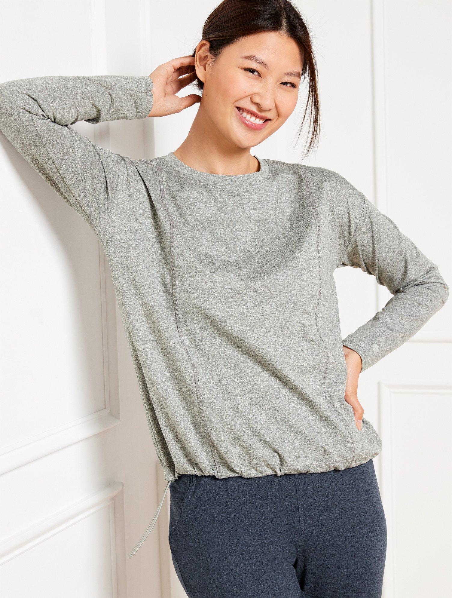 Talbots Buttery Soft Easy Knit Bungee Hem T-shirt in Grey