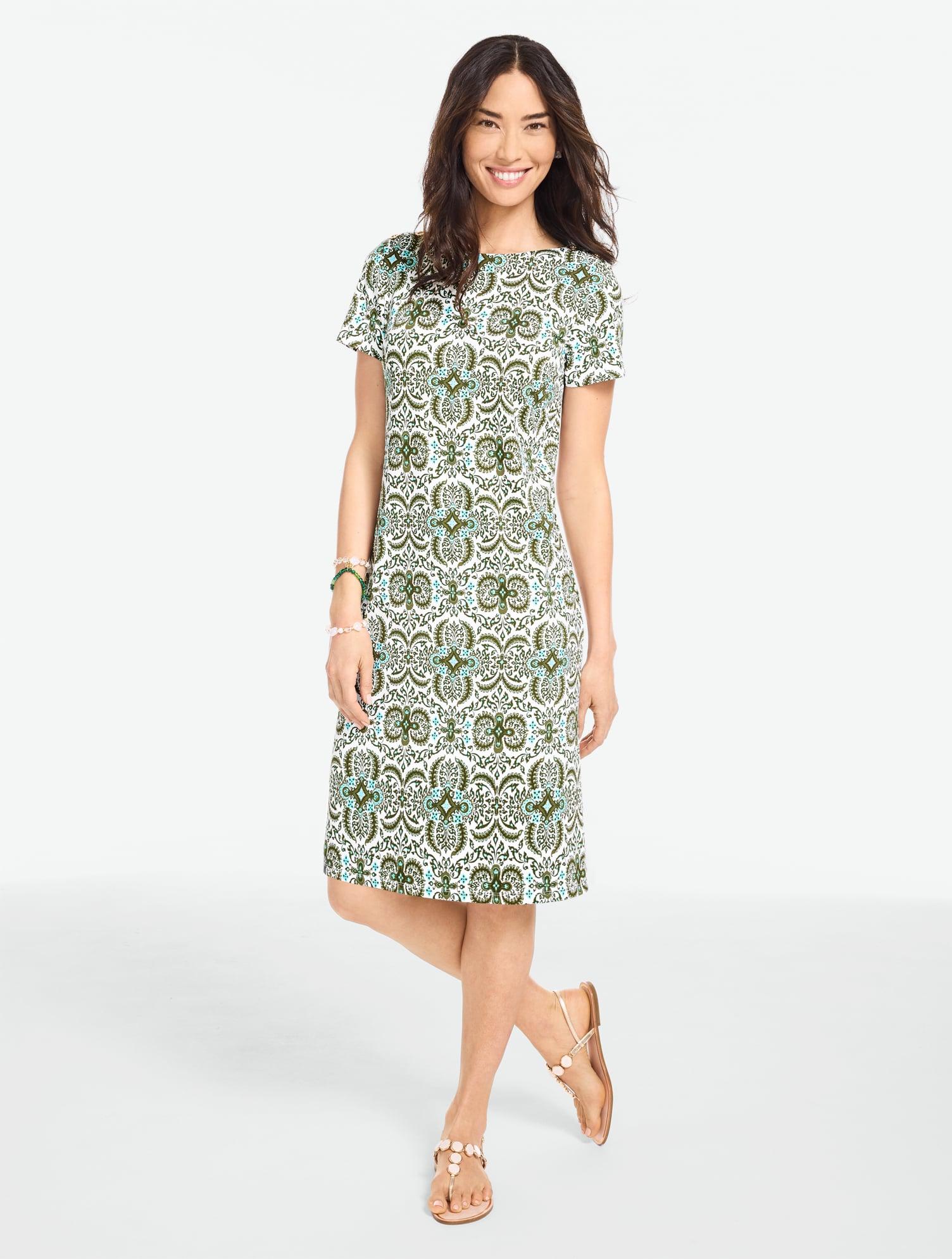 talbots green dress Refined Ponte Knit Talbots Ponte Dress Talbots Women's Green Luxe Ponte Fit Flare Dress Casual Dresses