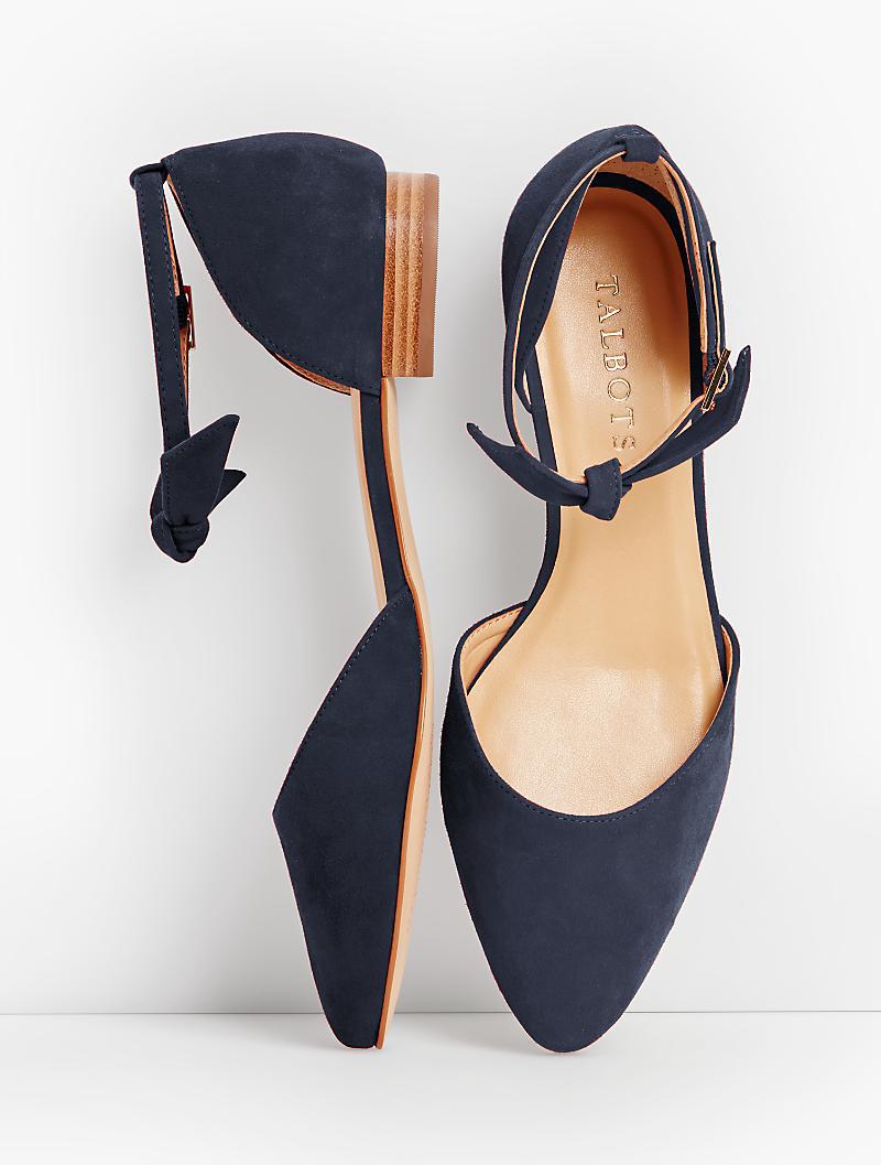 Talbots Edison Ankle-strap Flats-suede in Blue | Lyst
