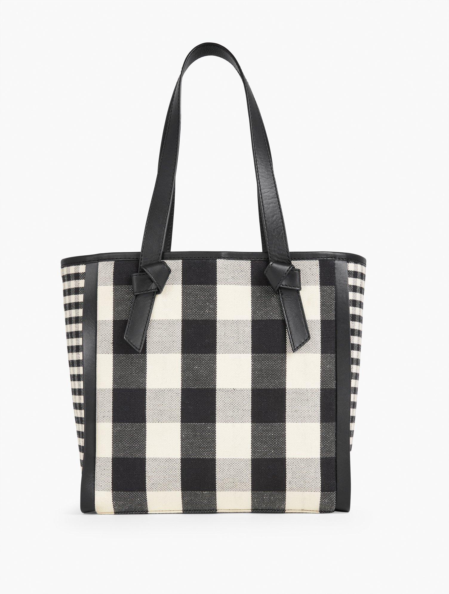 Talbots Oversized Gingham Tote in White | Lyst