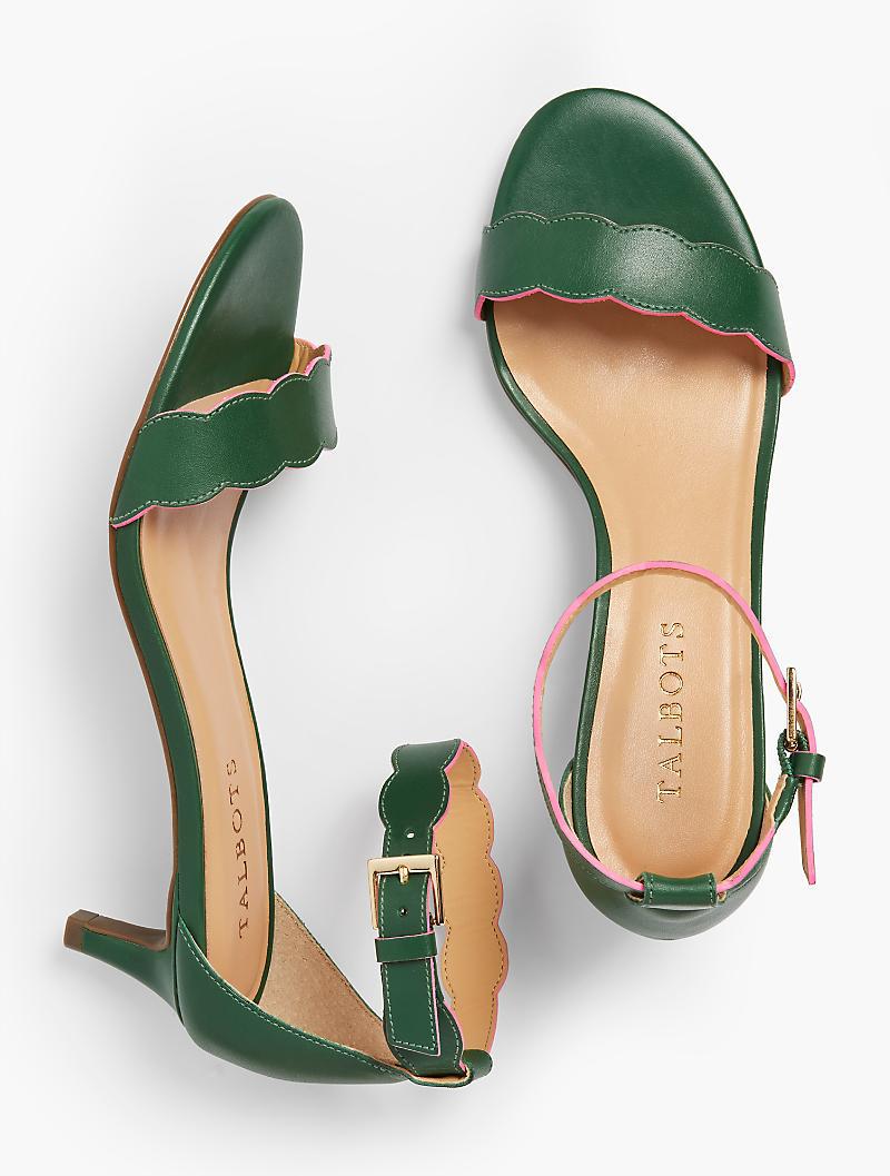 green kitten heel sandals