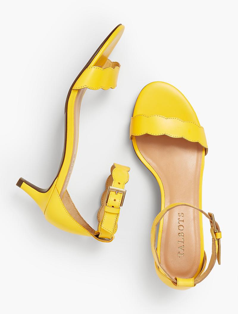 yellow kitten heel sandals