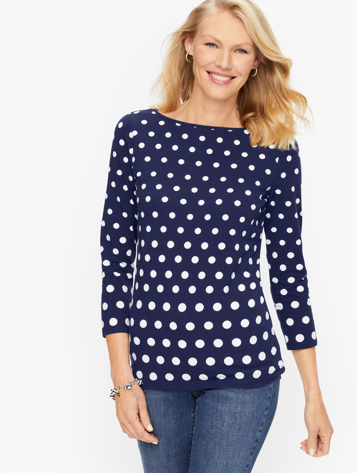 Talbots Cotton Bateau Neck T-shirt in 