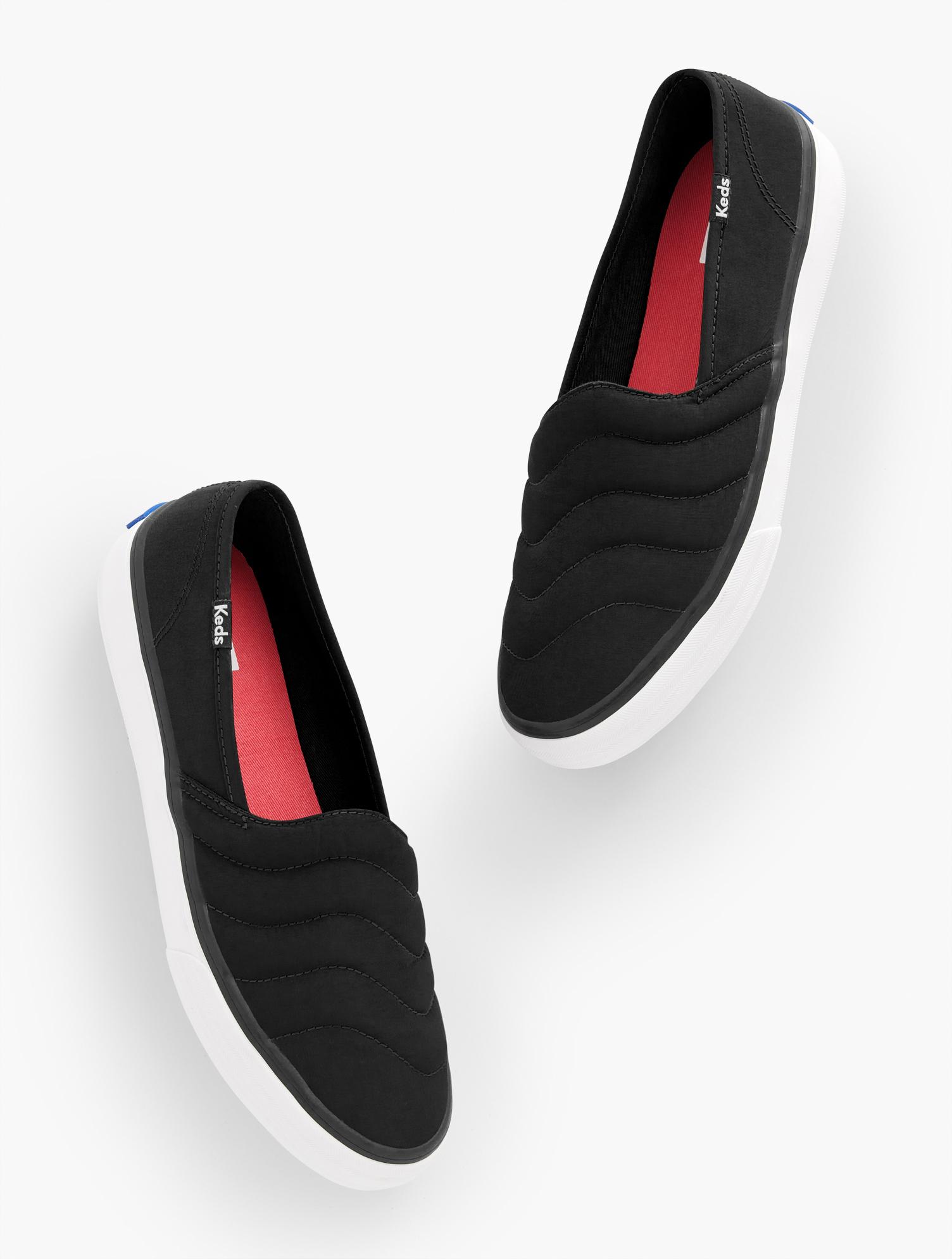 keds double decker slip on black