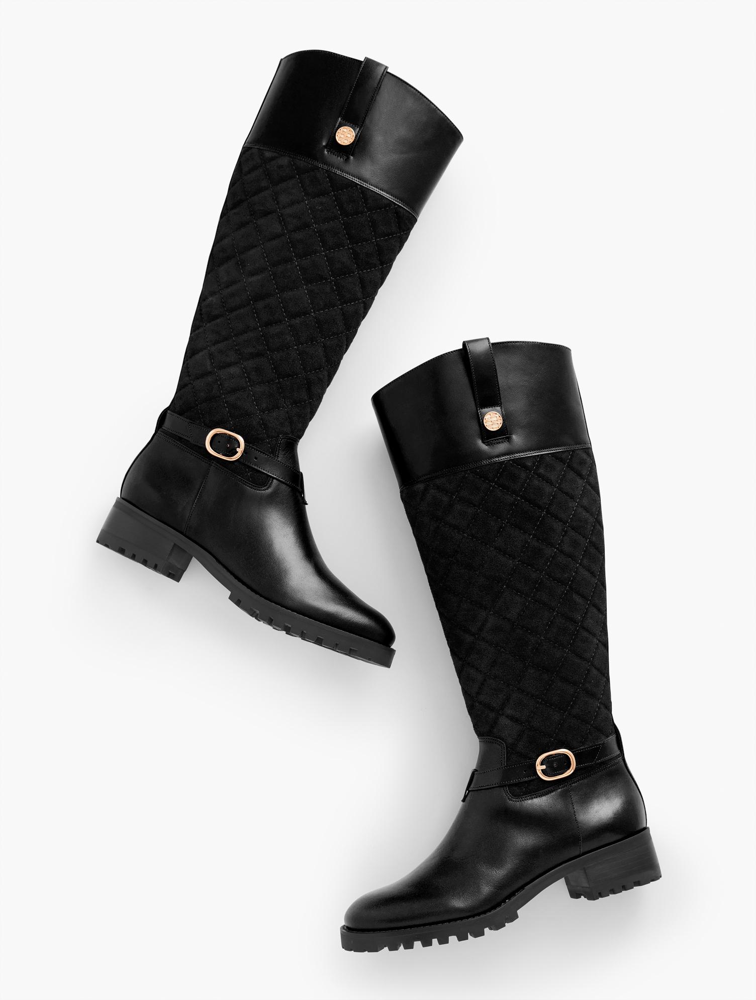 Talbots Tish Quilted Leather Riding Boots in Black Lyst