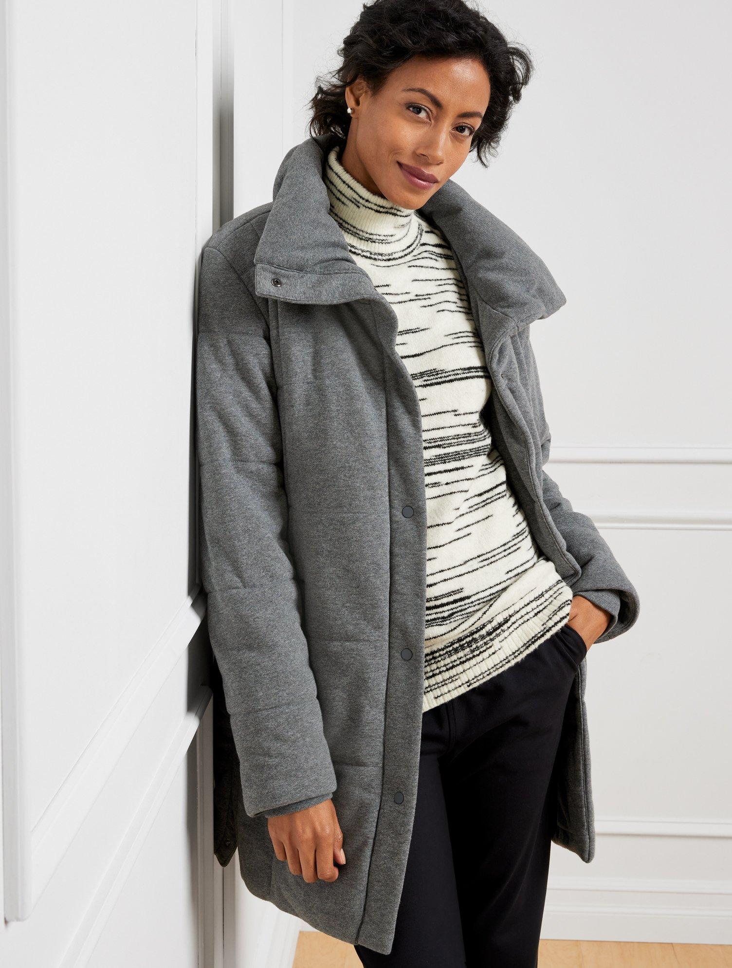 Talbots Classic French Terry Quilted Coat in Gray Lyst