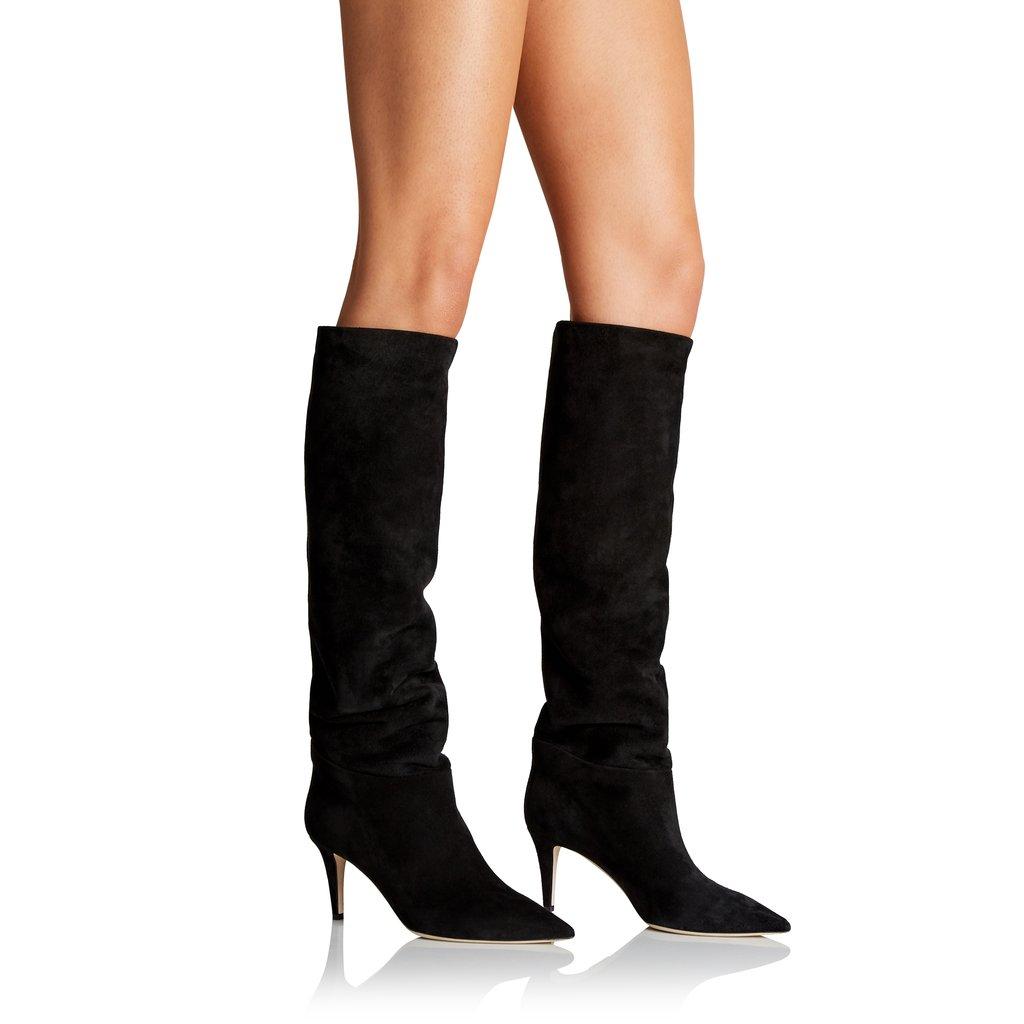 Tamara Mellon Suede Icon High-heel Knee-high Slouch Boots in Black - Lyst