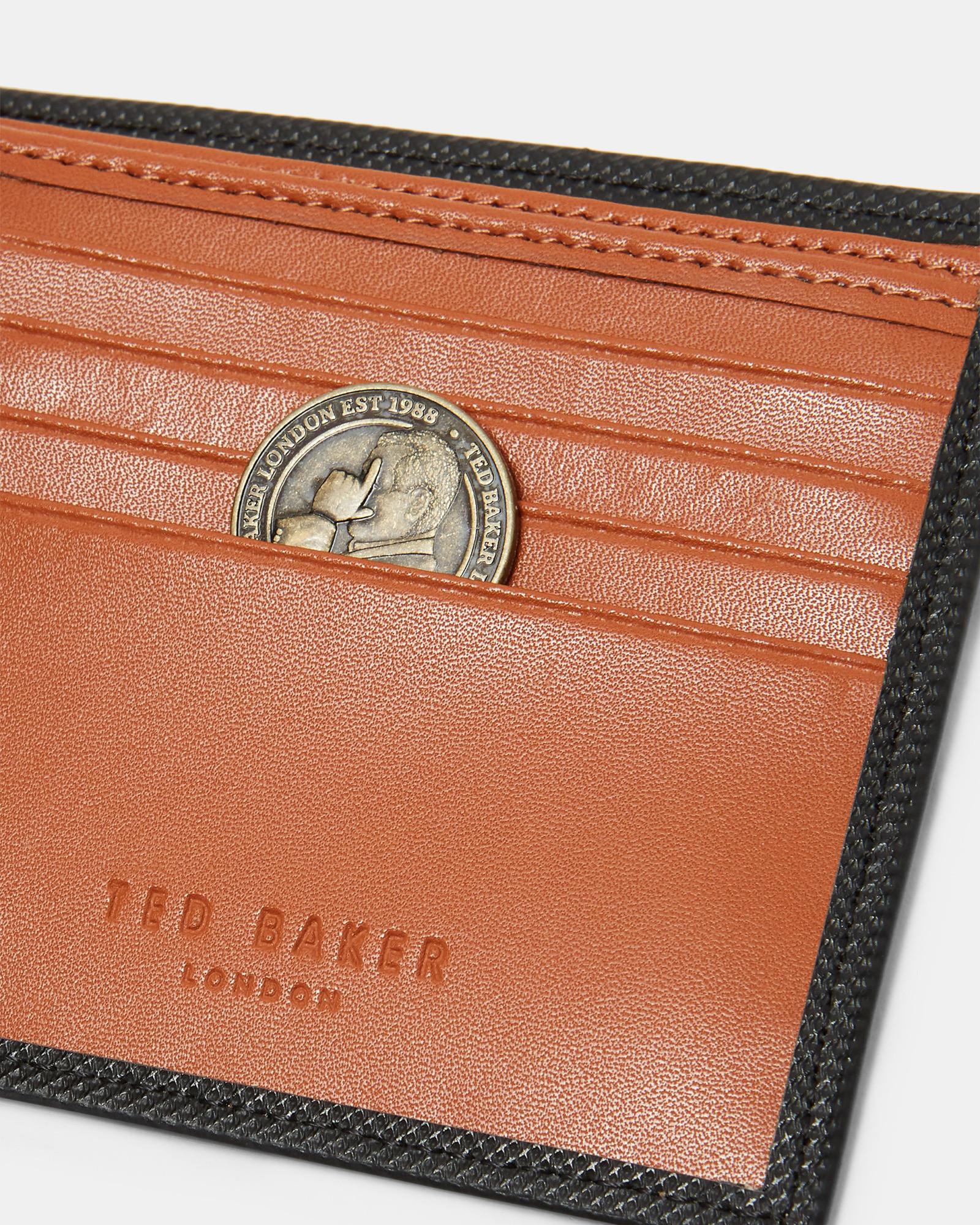 Ted Baker Perforated Leather Bi-fold Wallet in Black for Men - Lyst