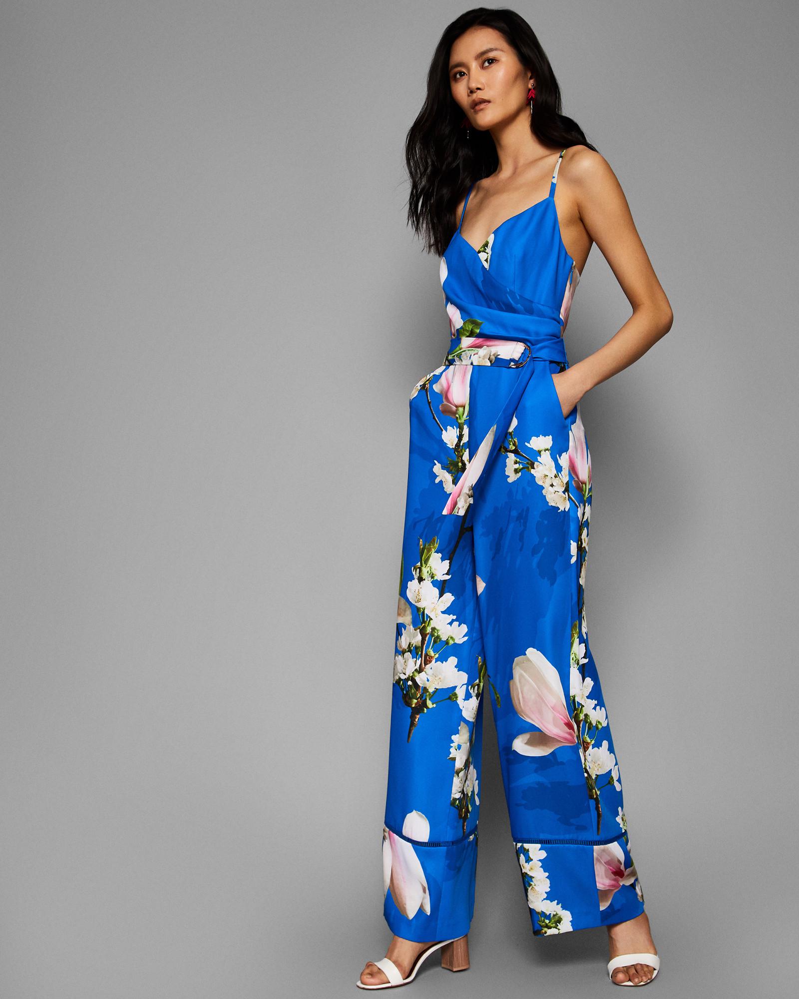 Ted Baker Harmony Wrap Front Jumpsuit in Blue | Lyst