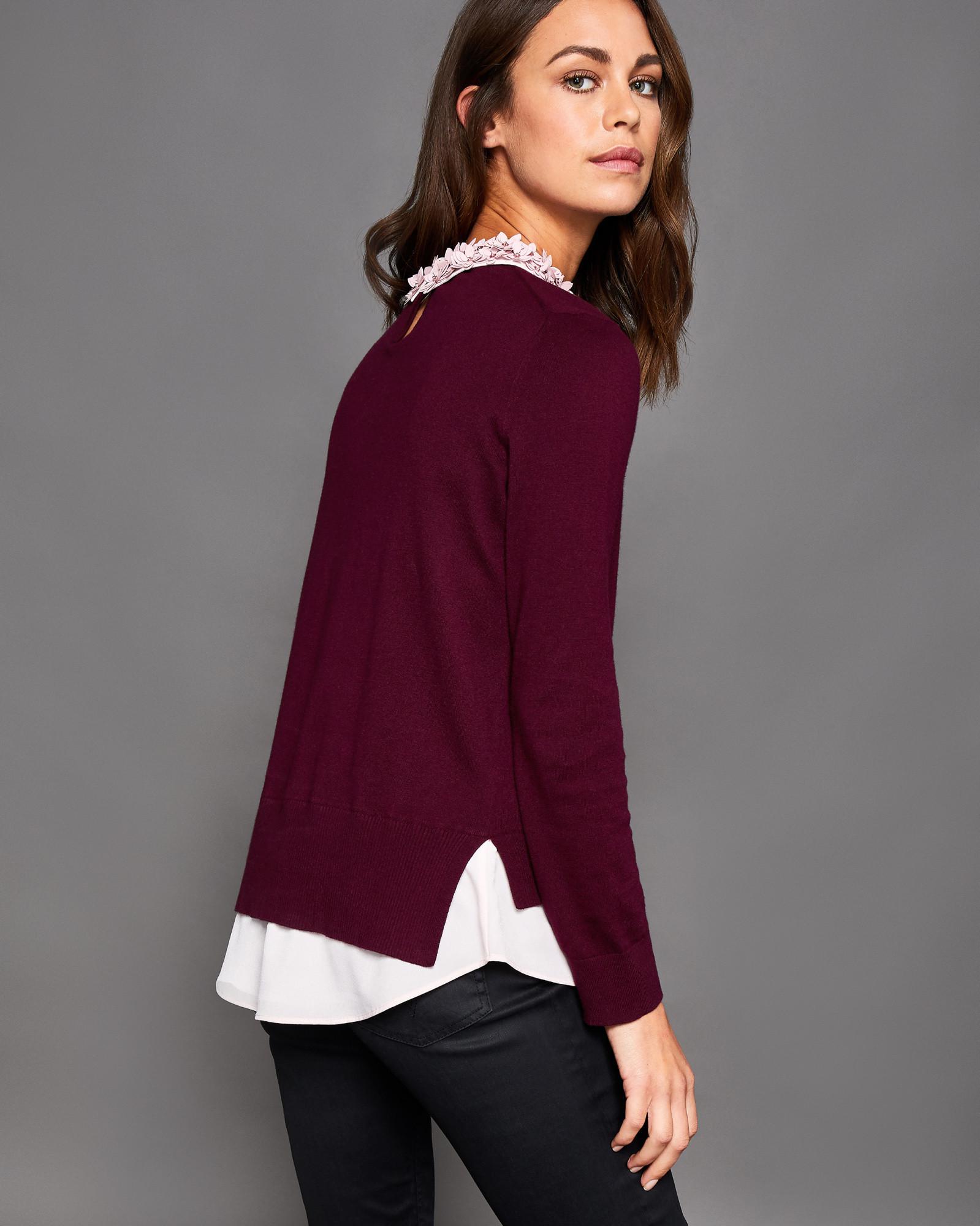 Ted Baker Floral Collar Jumper in Purple | Lyst