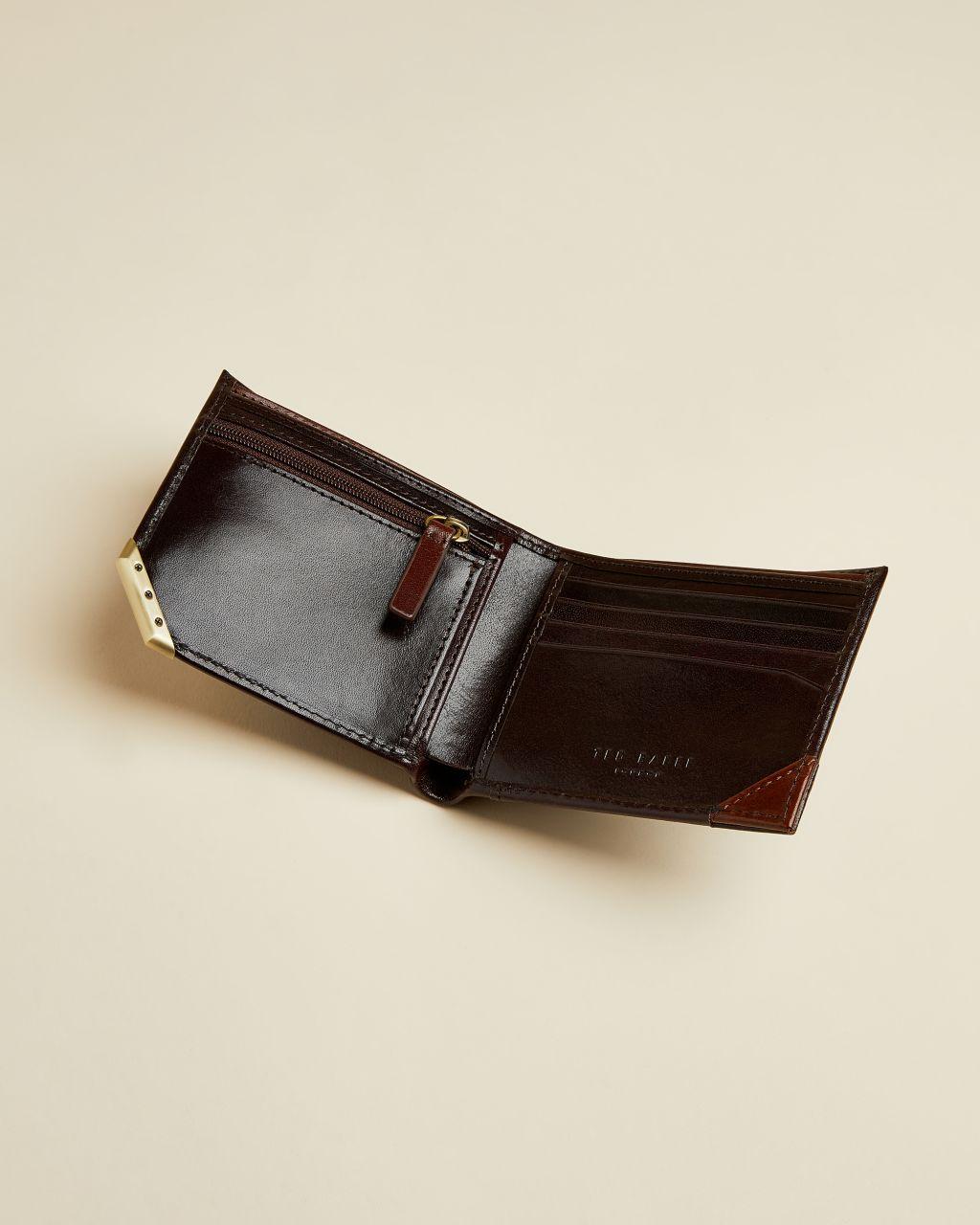 Ted Baker Leather Metal Corner Coin Wallet in Brown for Men | Lyst