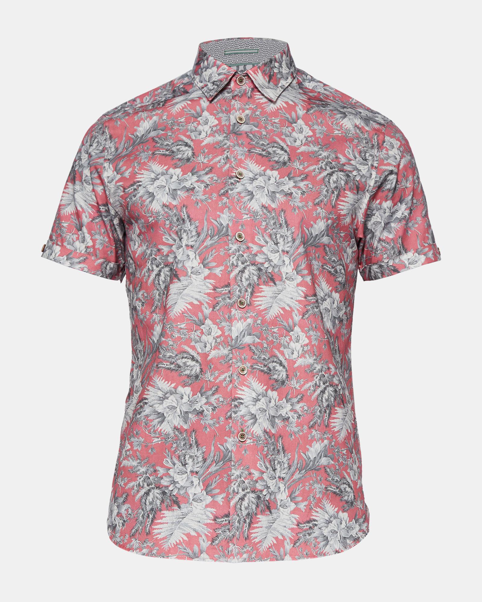 Ted Baker Cotton Floral Printed Shirt in Light Pink (Pink) for Men Lyst