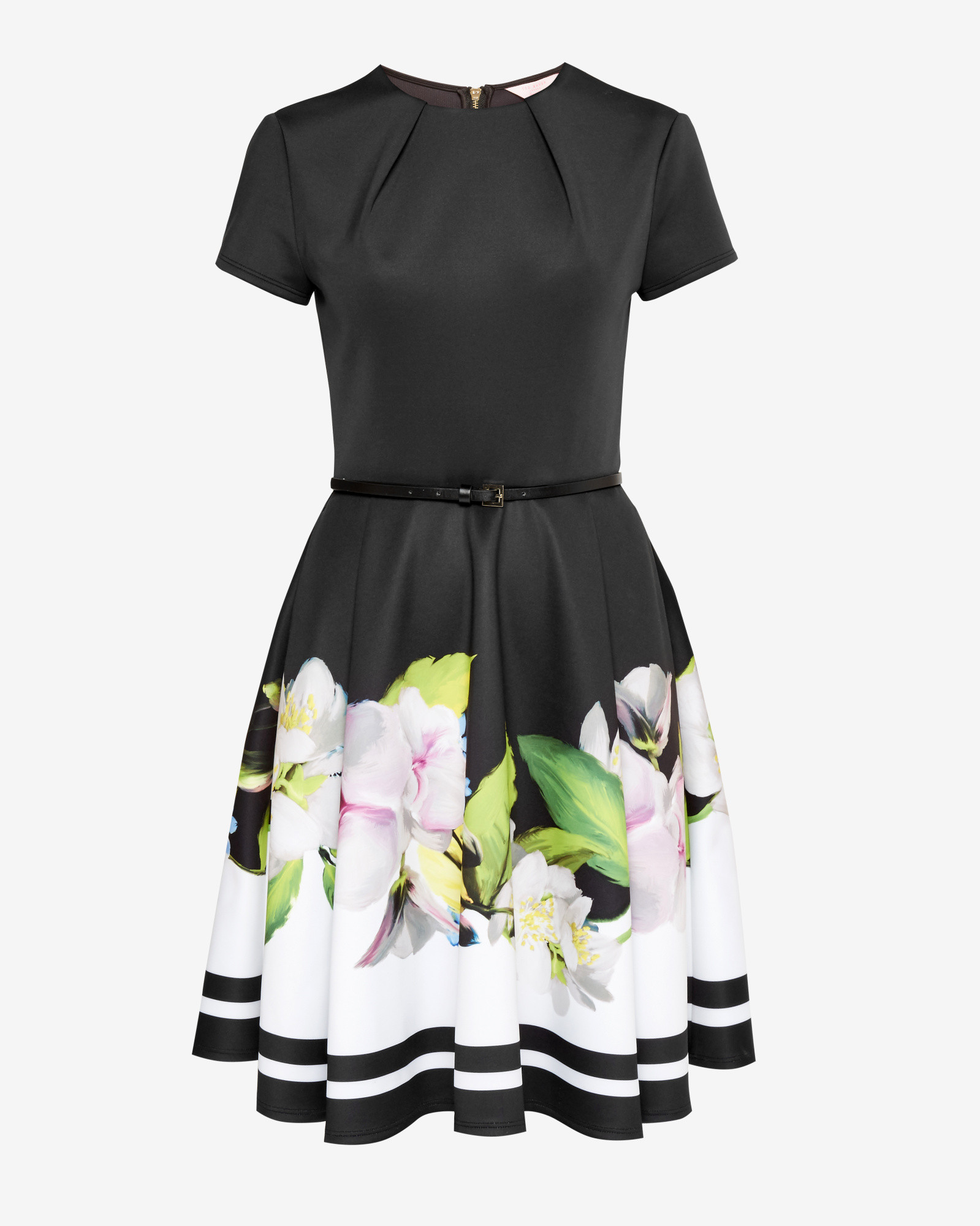 Ted Baker Synthetic Vidaa Forget Me Not Skater Dress in Black - Lyst