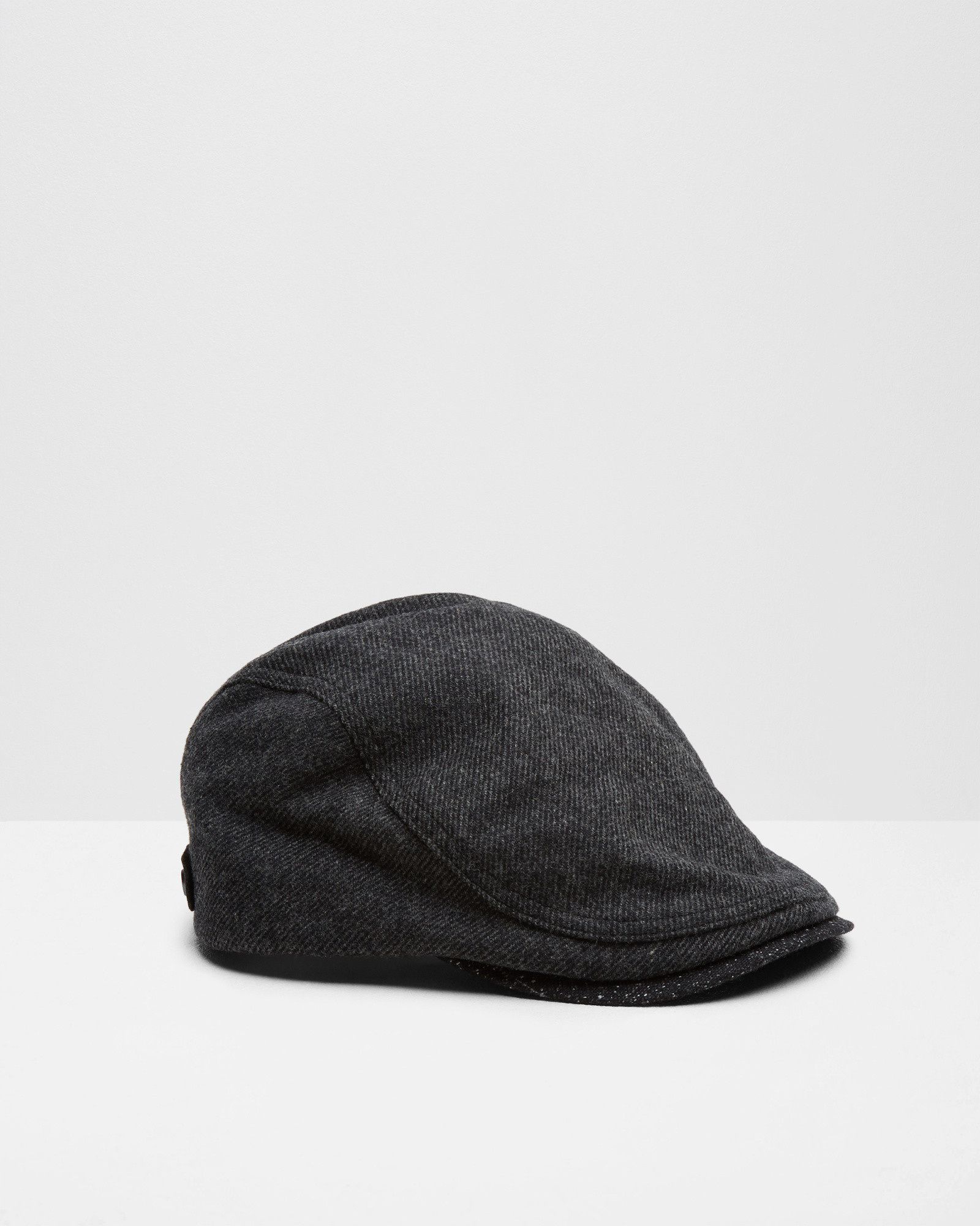 Ted Baker Wool Twill Flat Cap in Charcoal (Black) for Men Lyst