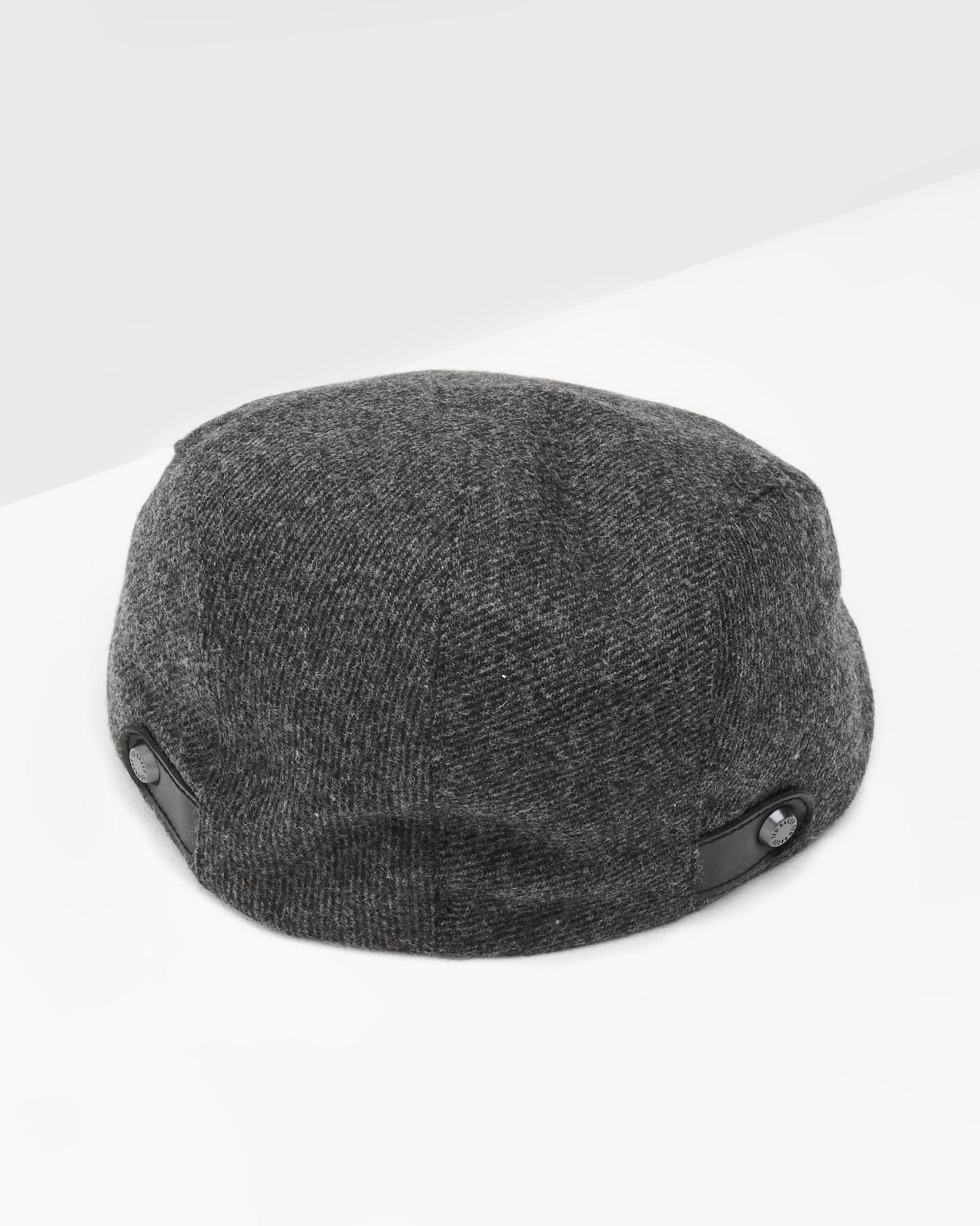 Ted Baker Wool Twill Flat Cap in Charcoal (Black) for Men Lyst