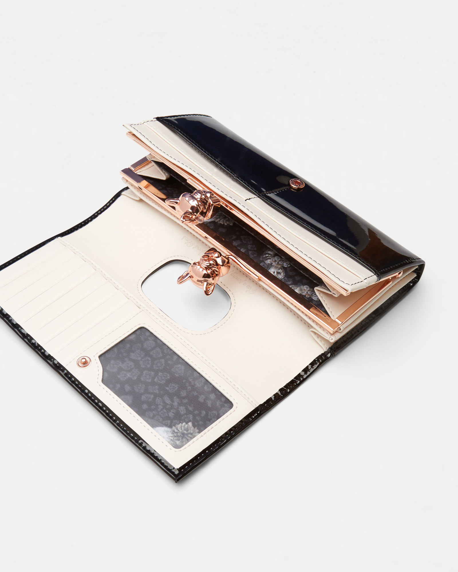 Ted Baker Leather Bulldog Clasp Matinee Purse in Black Lyst