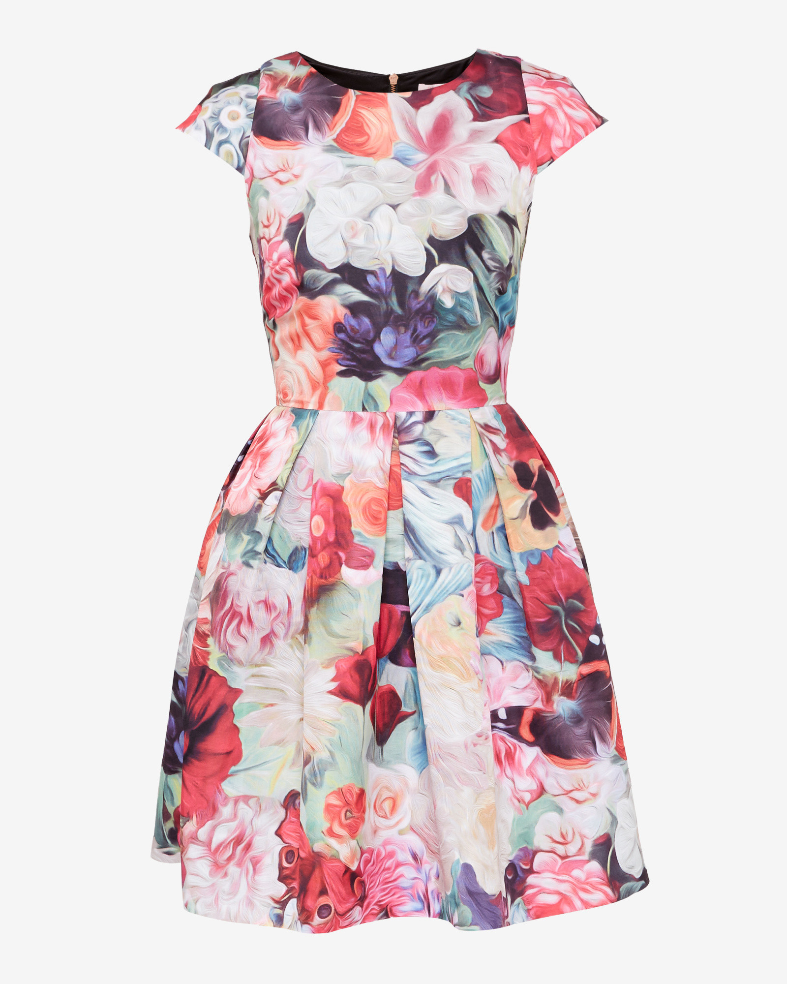 Ted Baker Synthetic Floral Swirl Pleated Dress - Lyst