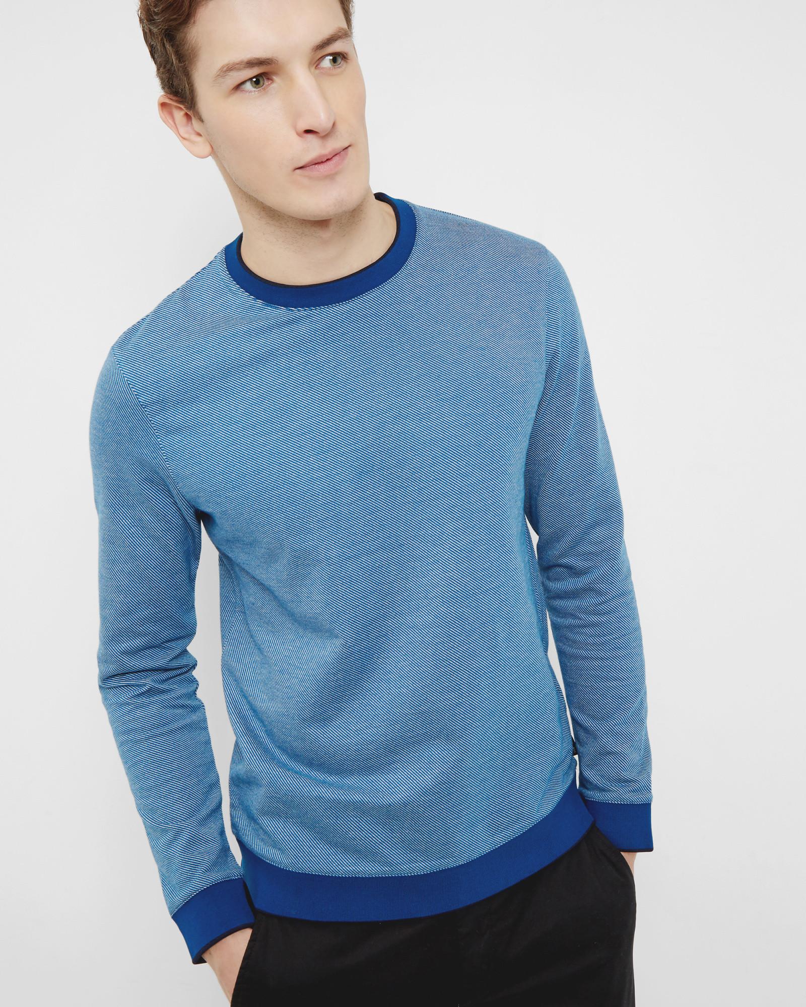 Ted Baker Crew Neck Cotton Jumper in Blue for Men - Lyst
