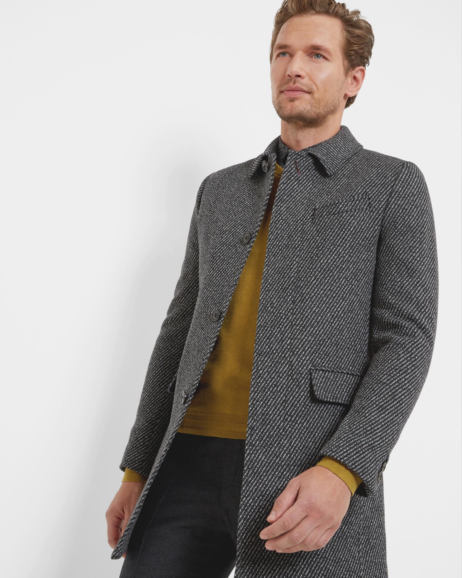 ted baker mens tobias herringbone overcoat grey