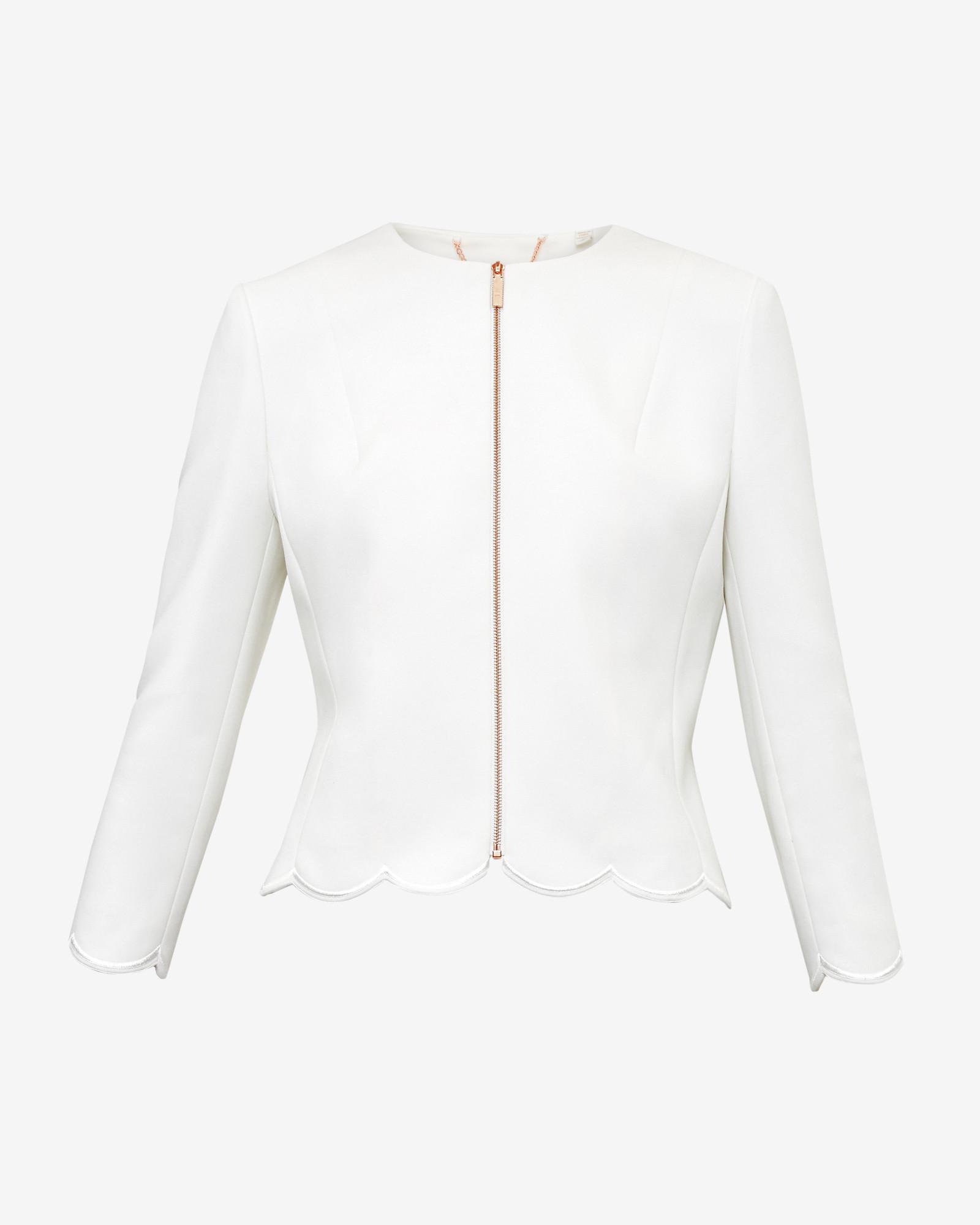Ted Baker Synthetic Scallop Trim Cropped Jacket in Ivory (White) Lyst
