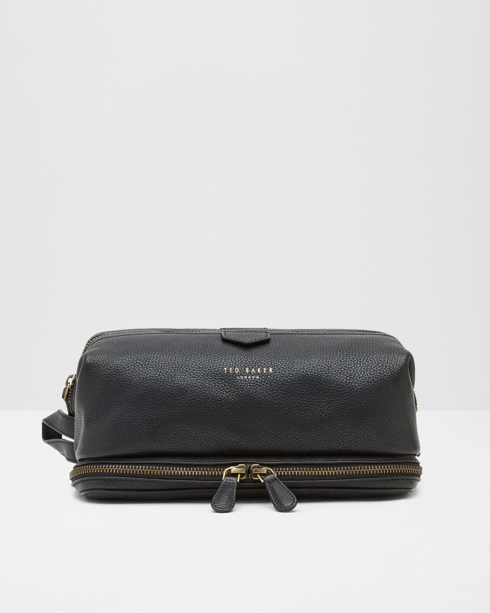 Ted Baker Pebble Grain Leather Wash Bag in Black for Men Lyst
