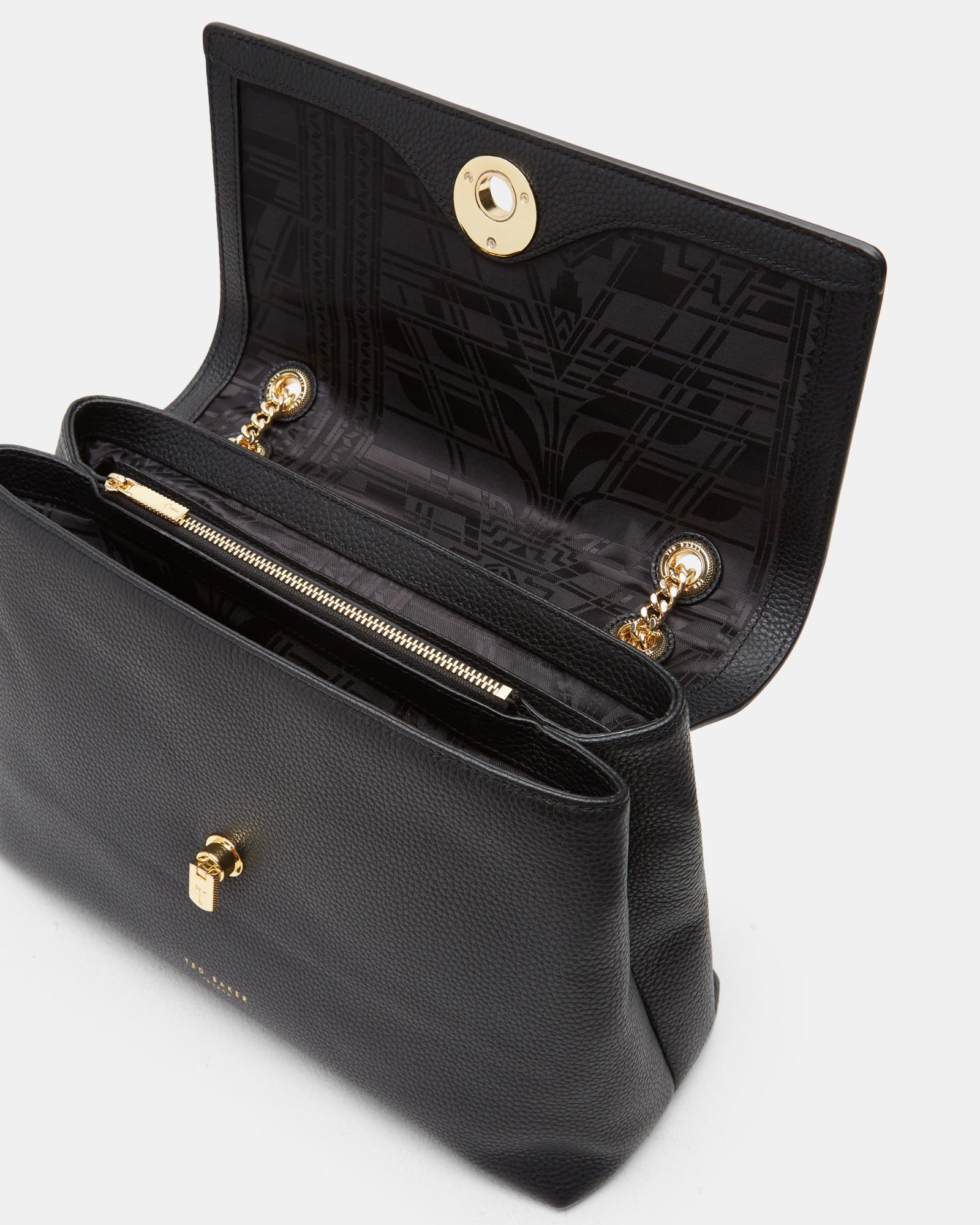Ted Baker Circle Lock Leather Shoulder Bag in Black Lyst