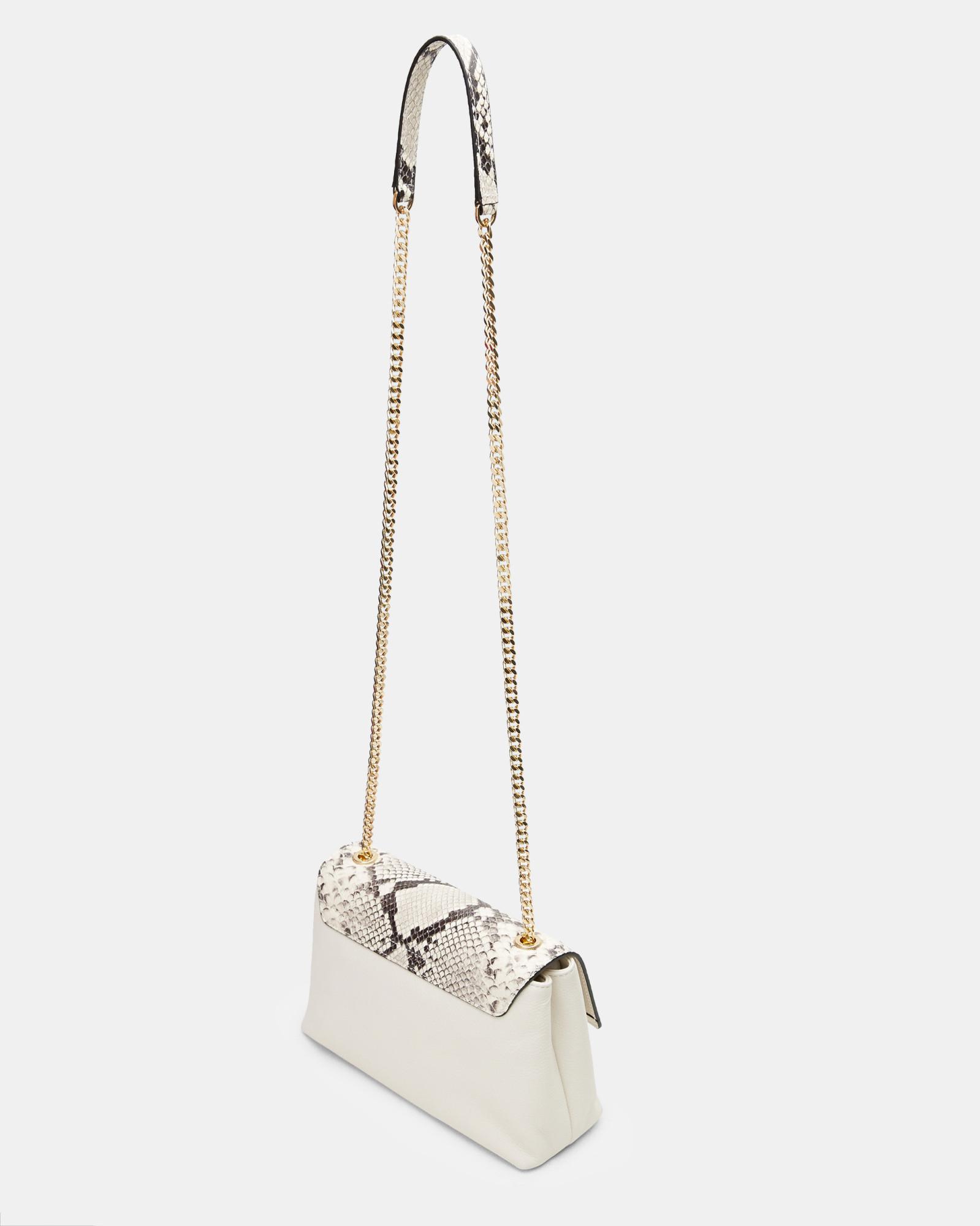 Ted Baker Circle Lock Exotic Leather Cross Body Bag in Ivory (White) - Lyst