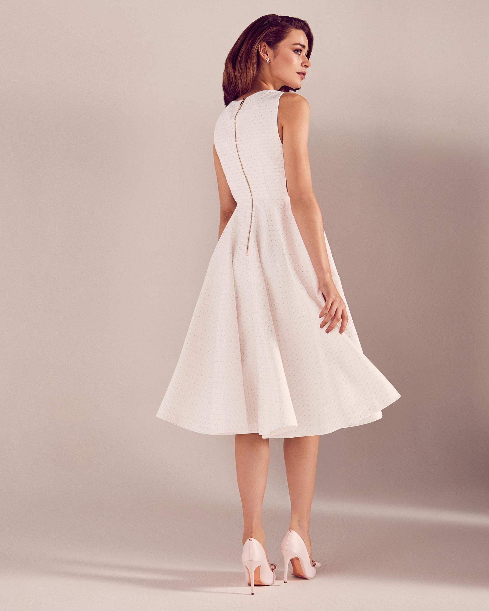 Ted Baker Synthetic Daisy Jacquard Cut-out Midi Dress in White | Lyst