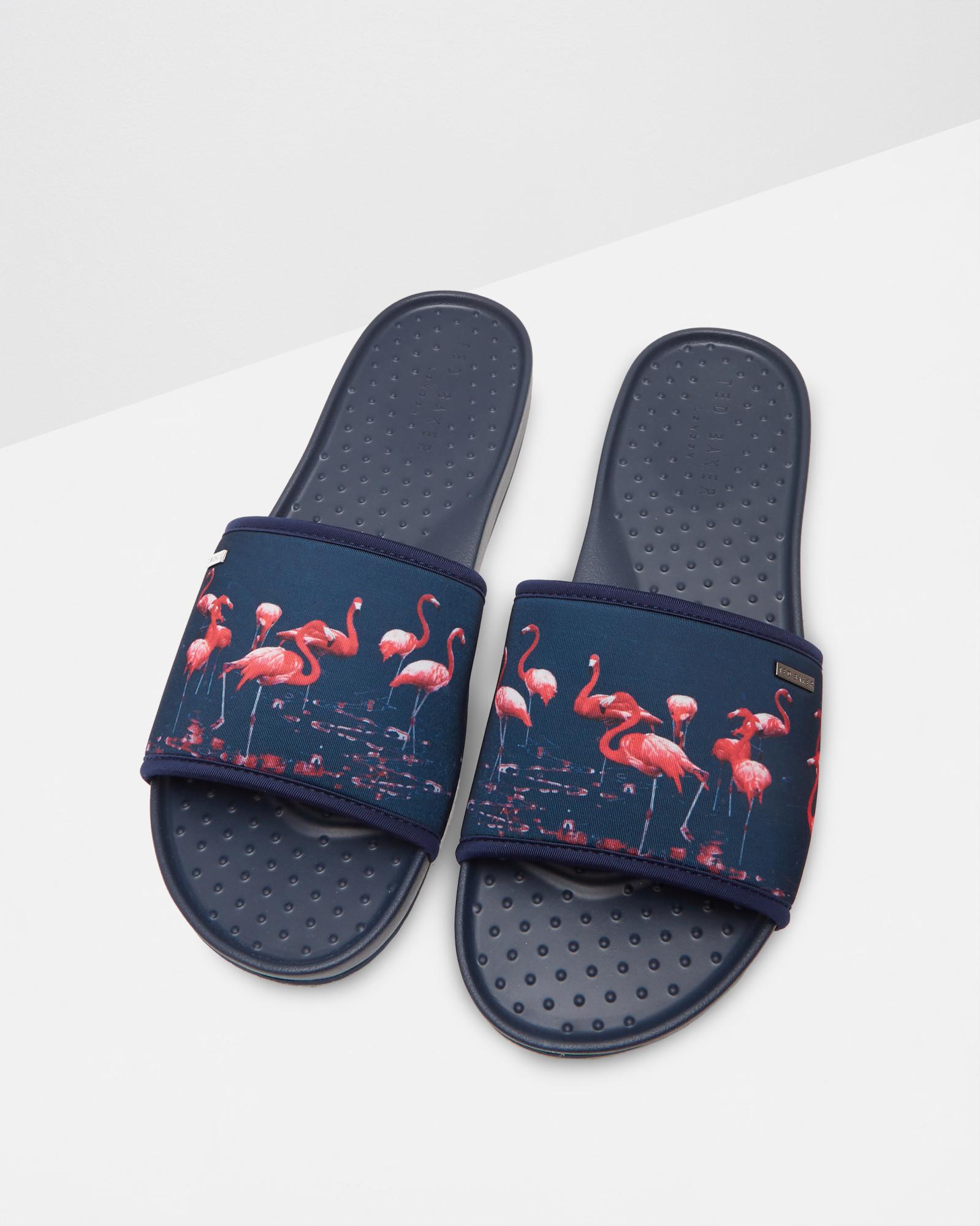 Ted Baker Flamingo Print Sliders in Blue for Men | Lyst