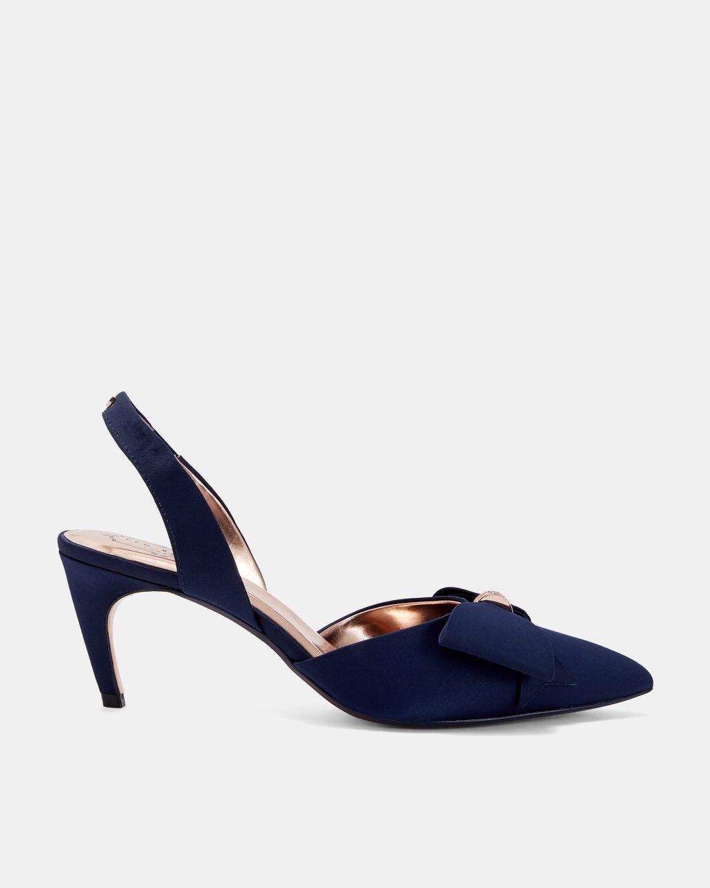 Ted Baker Satin Bow Detail Sling Back Court in Navy (Blue) Lyst