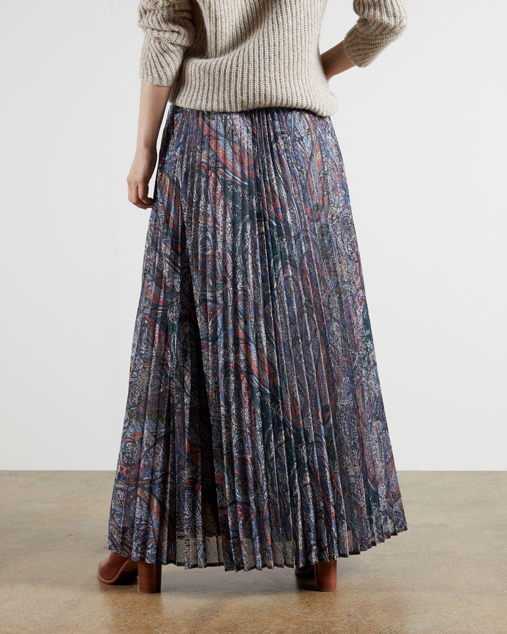 Ted Baker Lantern Print Pleated Maxi Skirt in Blue | Lyst