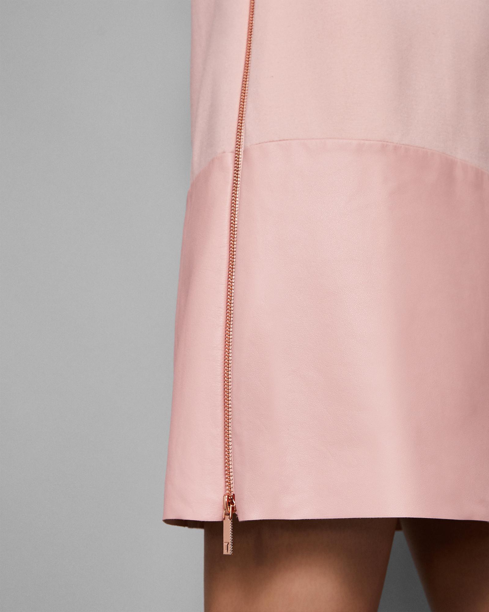 olyie leather and zip detail dress