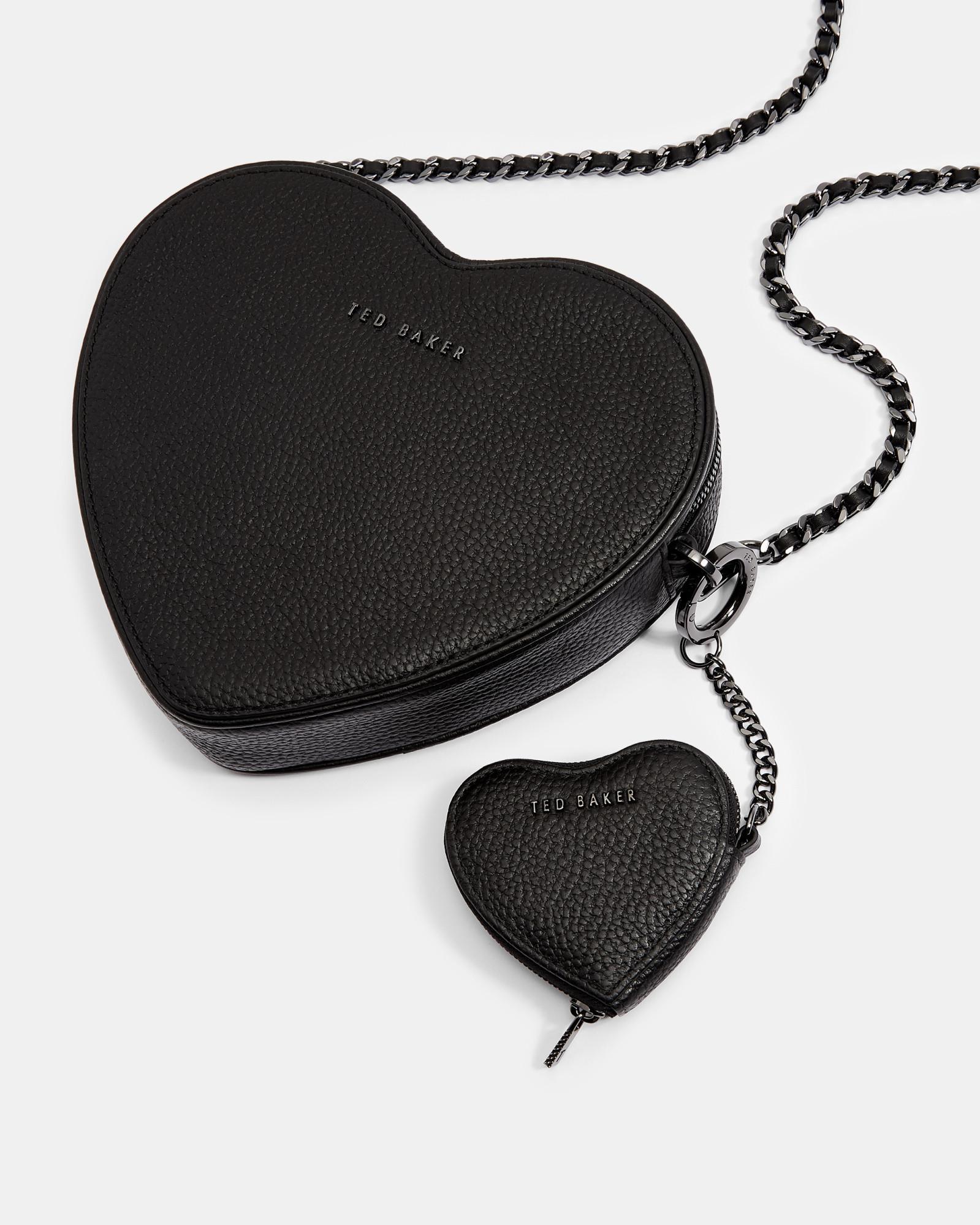 Ted Baker Heart Leather Coin Purse Keyring in Black Lyst