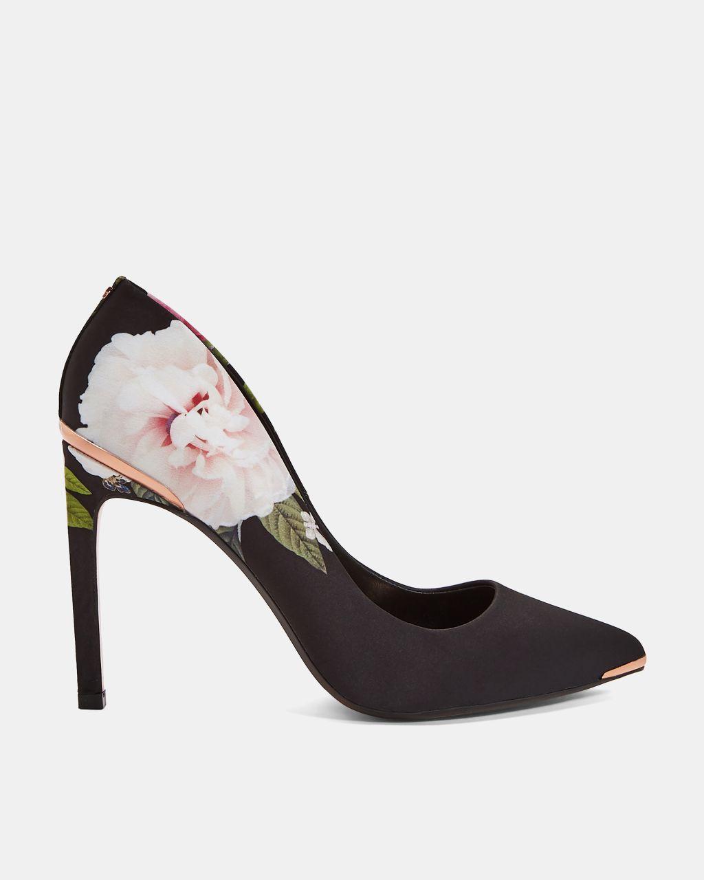 Ted Baker Satin Melnip Floral Stiletto Heel Court Shoes in Black Lyst