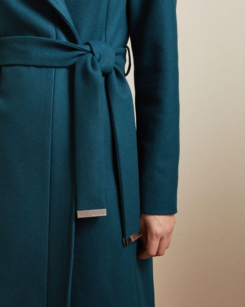 Ted Baker Wool Long Belted Wrap Coat in Teal (Blue) - Lyst