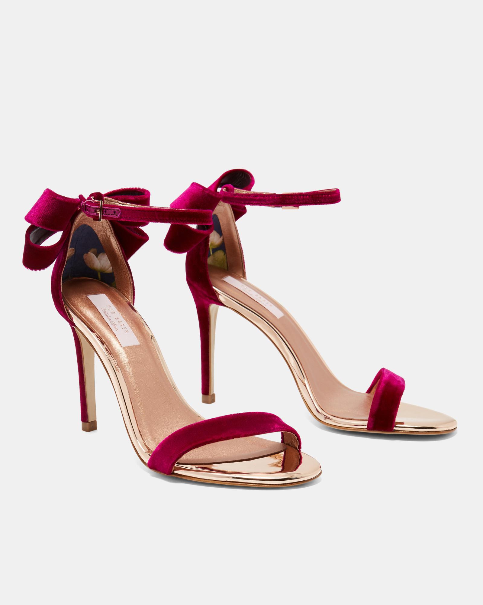 Ted Baker Statement Bow Velvet Sandals in Deep Pink (Pink) - Lyst