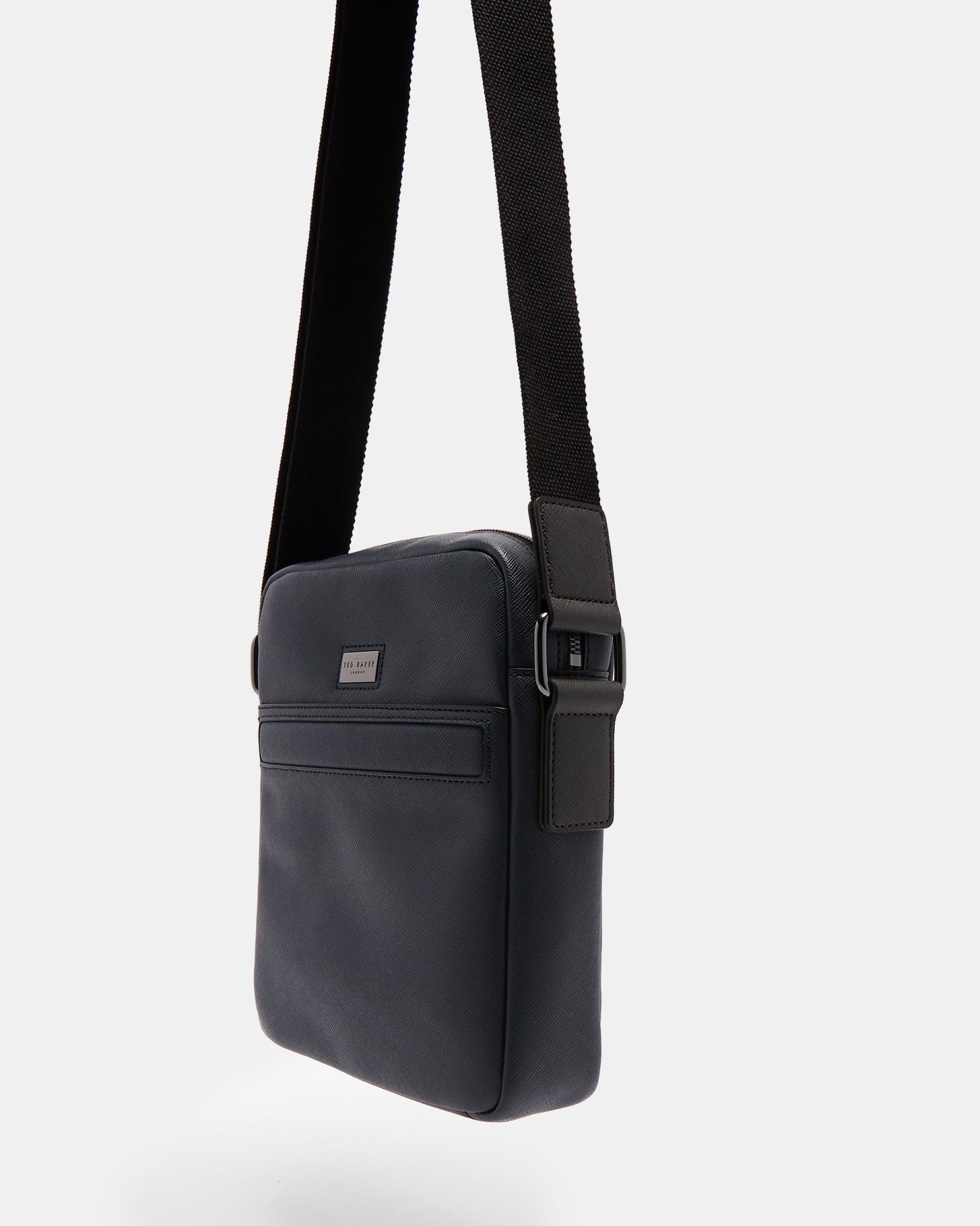 TED BAKER Mini Flight Bag Contrast Trim Canvas Grey Body Shoulder Bags New RP£49 