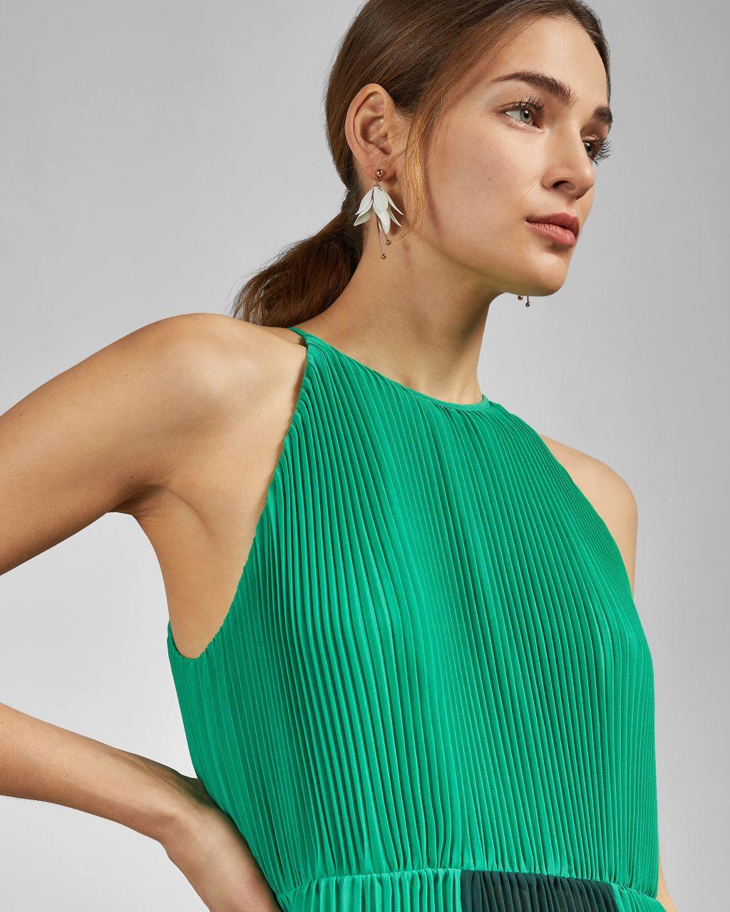 ted baker nellina pleated dress green