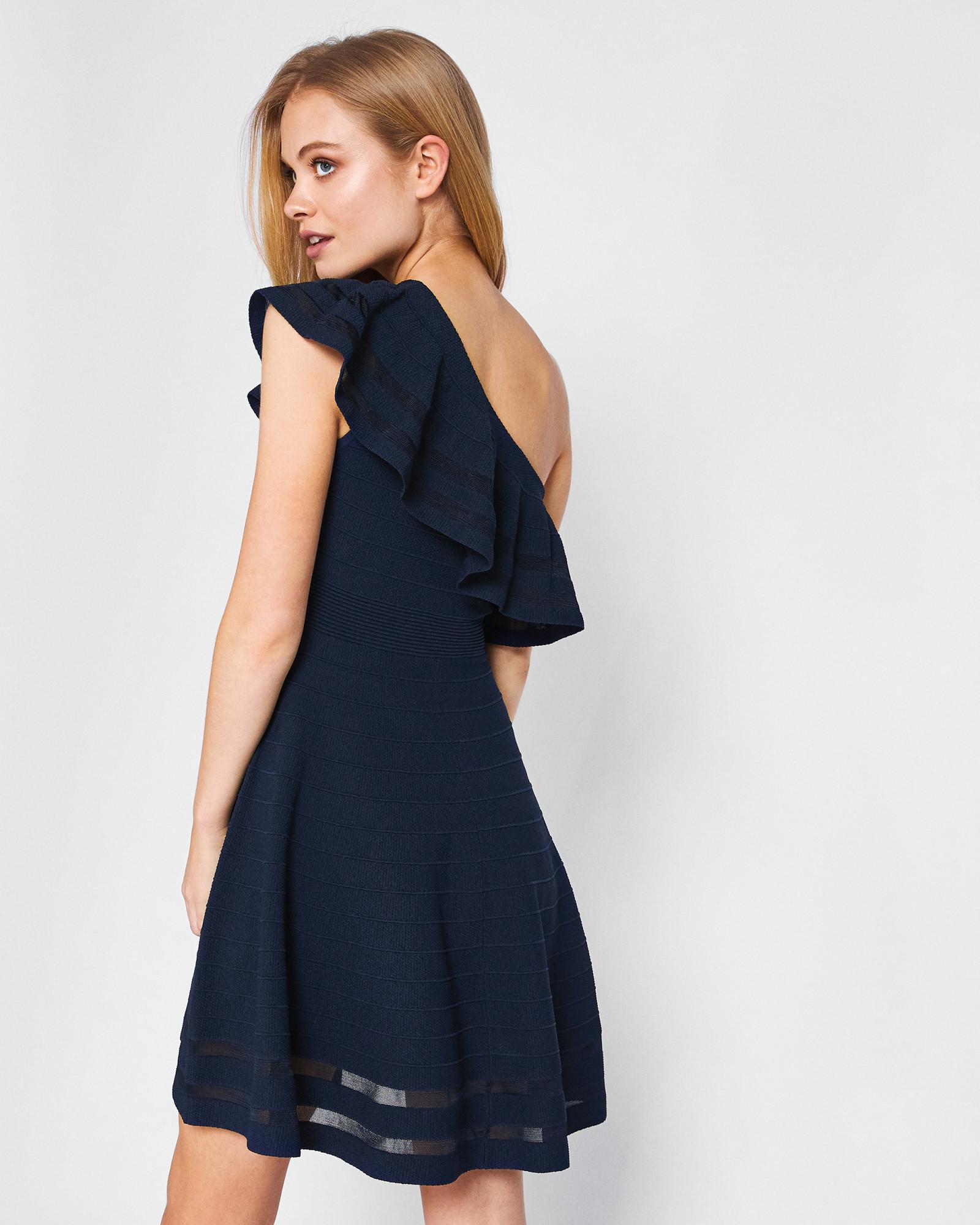 Ted Baker One Shoulder Knitted Dress in Navy (Blue) - Lyst