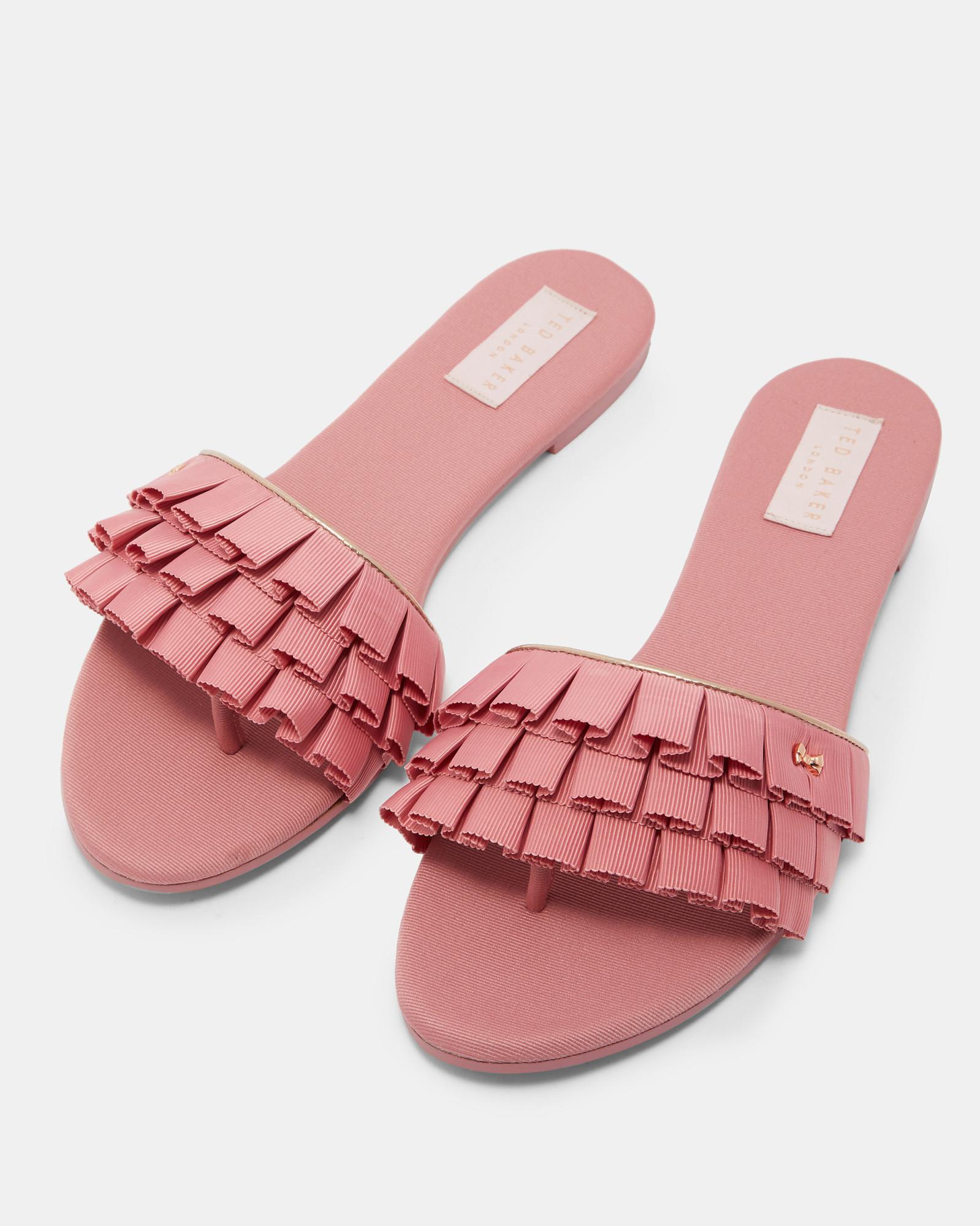 Ted Baker Synthetic Ruffle Bow Sliders in Pink - Lyst