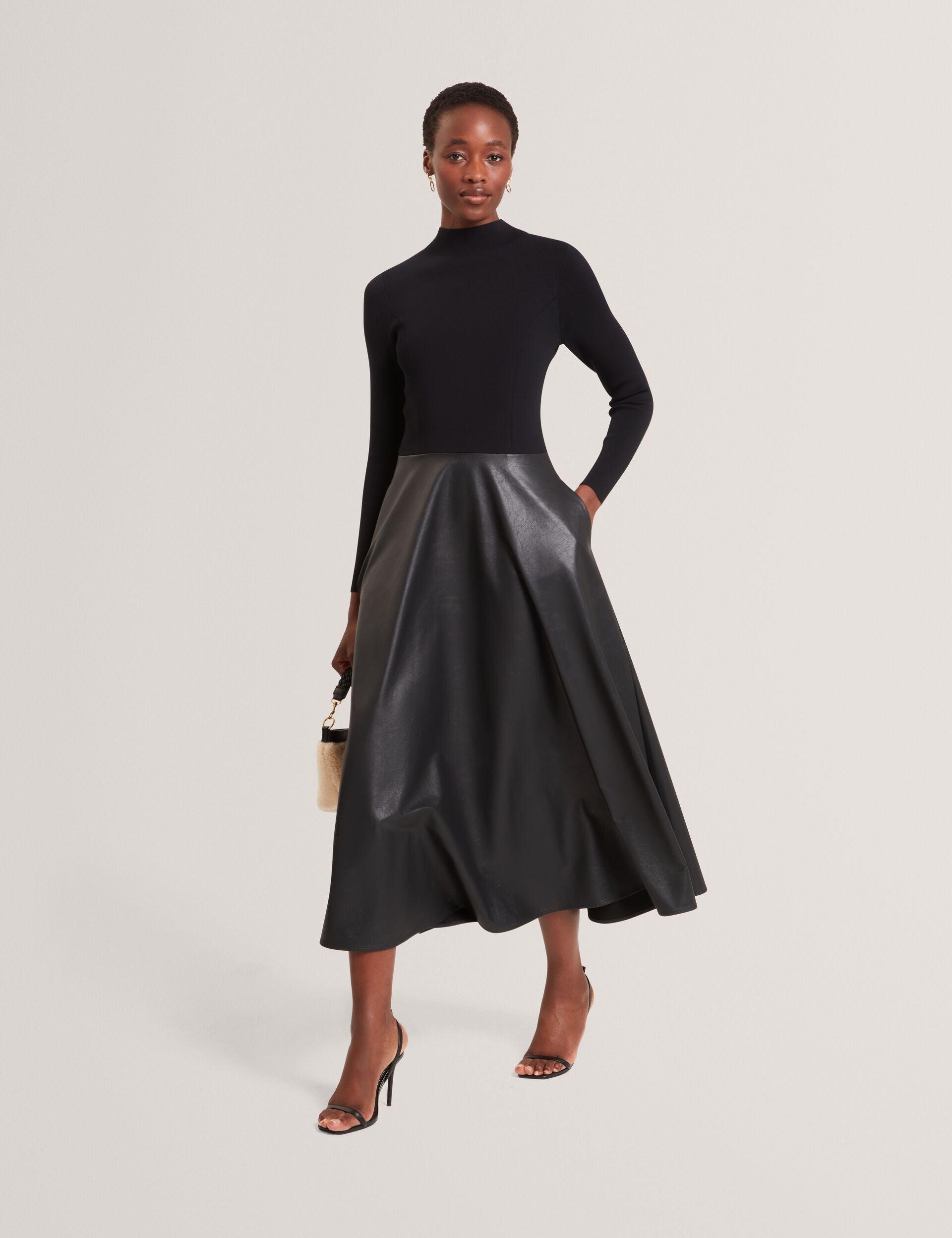 Ted Baker Noviva Knit Faux Leather Illusion Midi Dress in White | Lyst UK