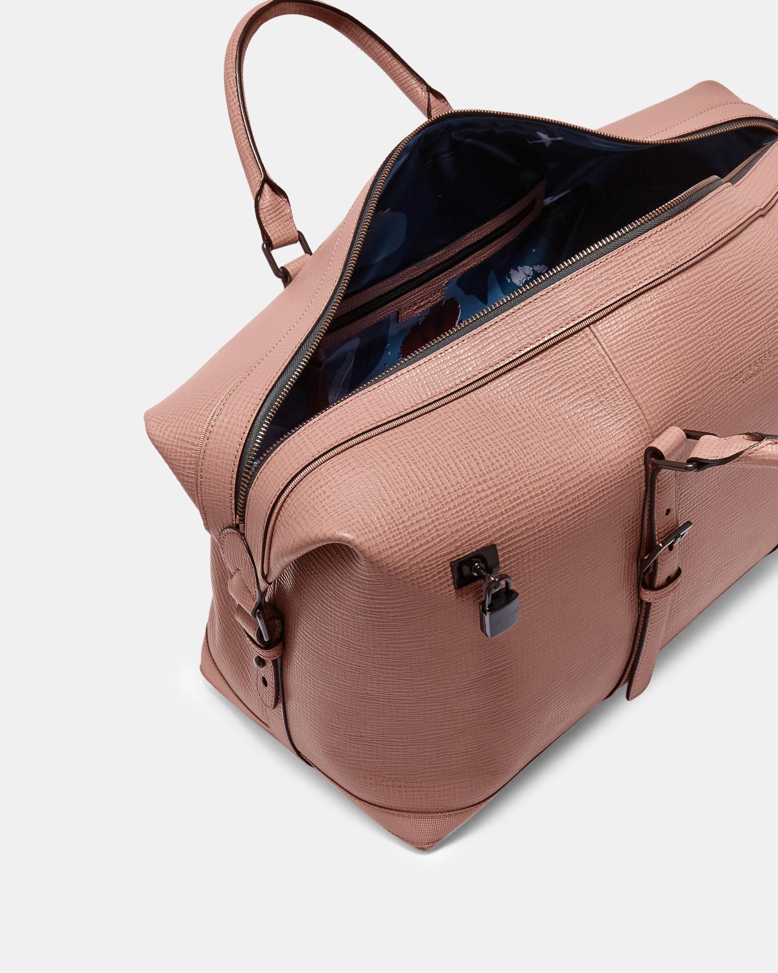 pink leather holdall