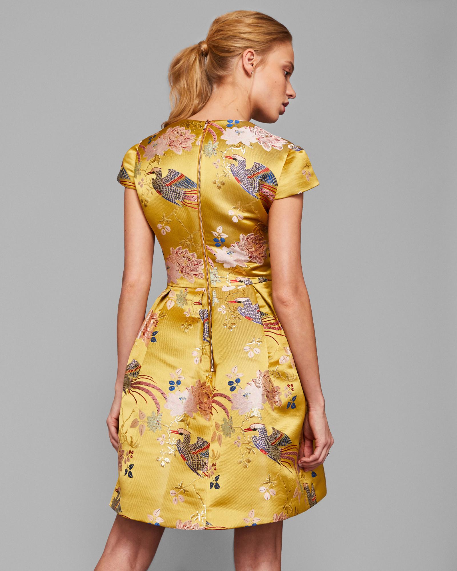 Ted Baker Chinoiserie Jacquard Dress in Yellow | Lyst